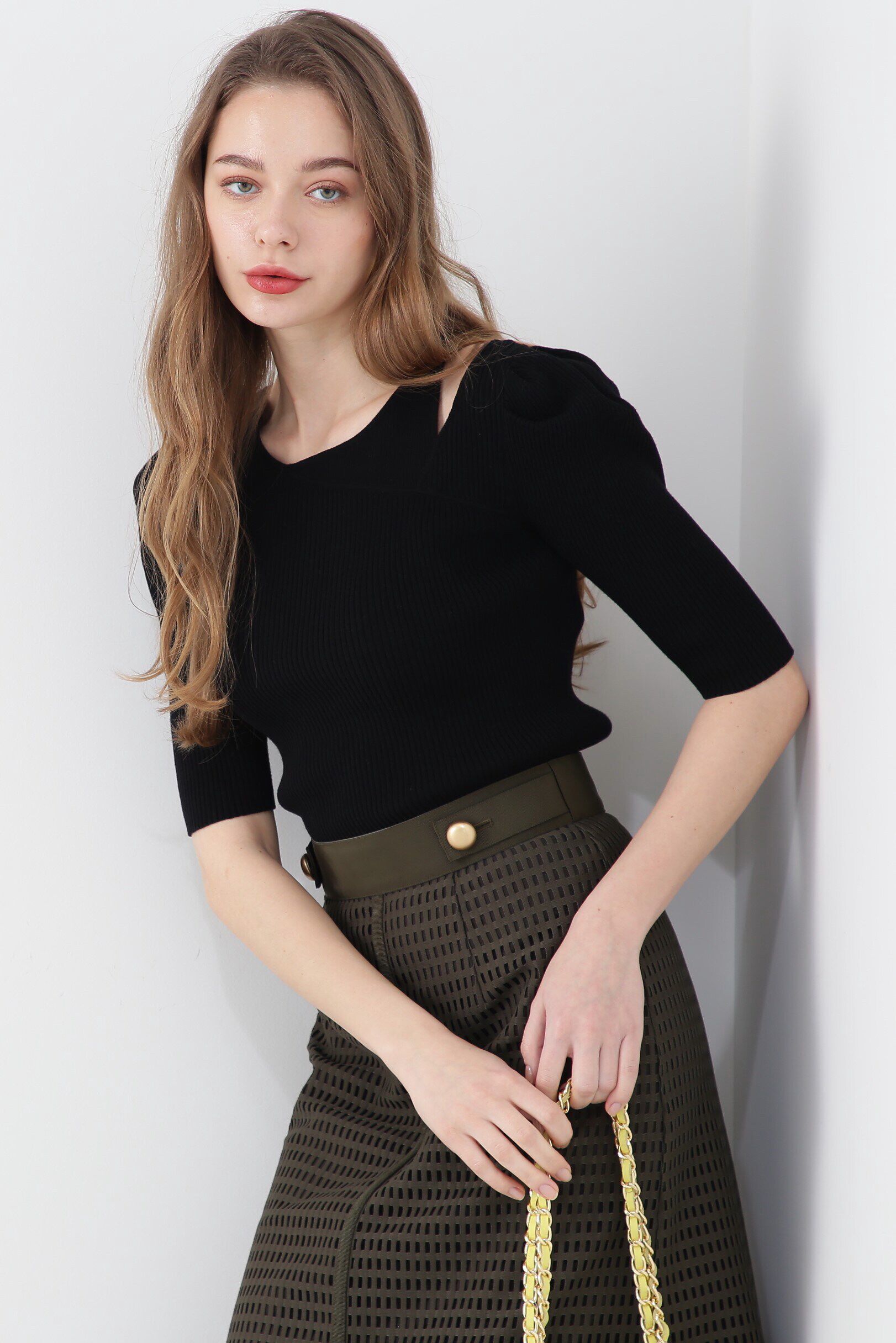  「◆アシンメトリーネックニットトップス」|ニット・セーター|