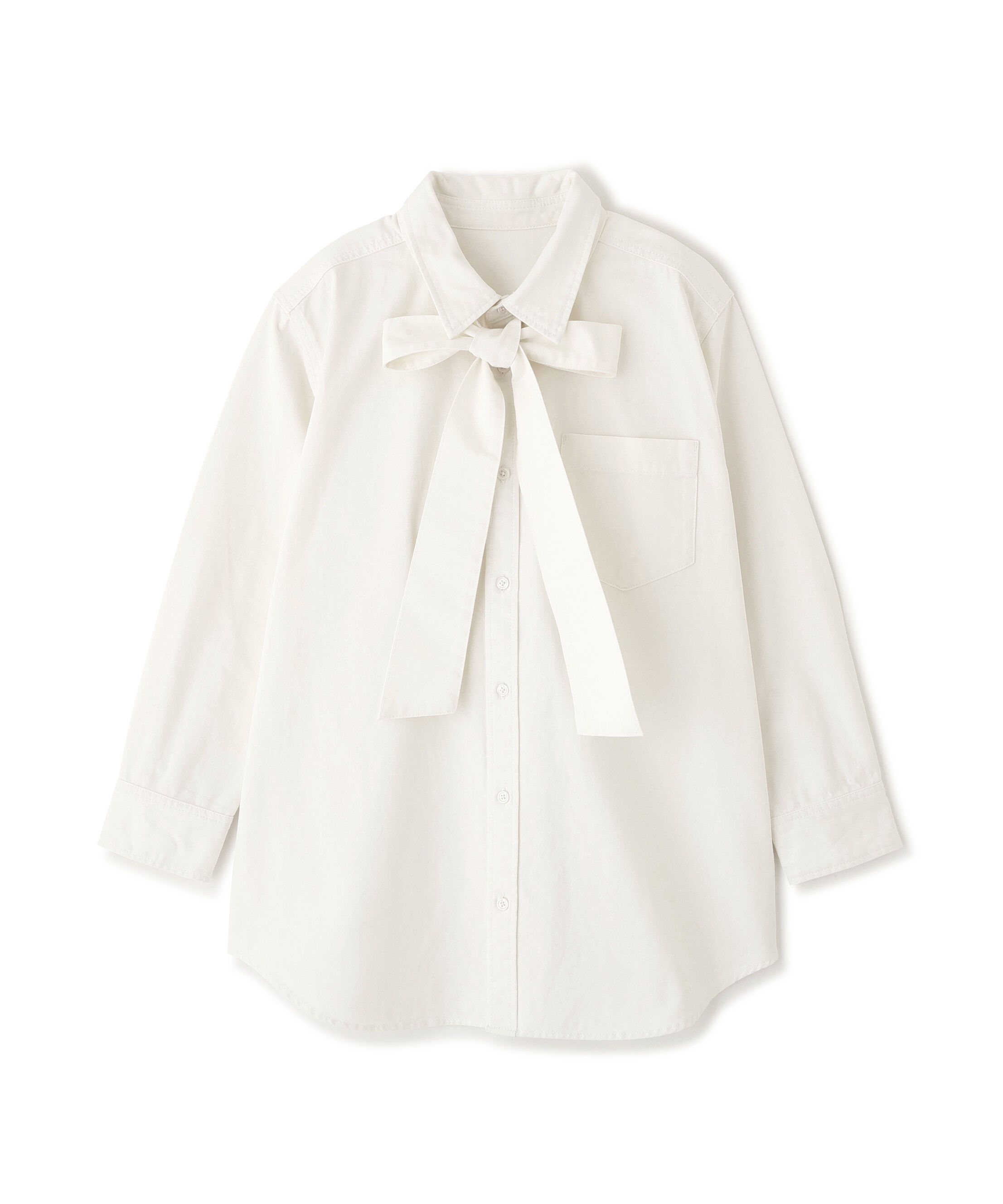  「ネックリボンデニムシャツ」|シャツ・ブラウス|