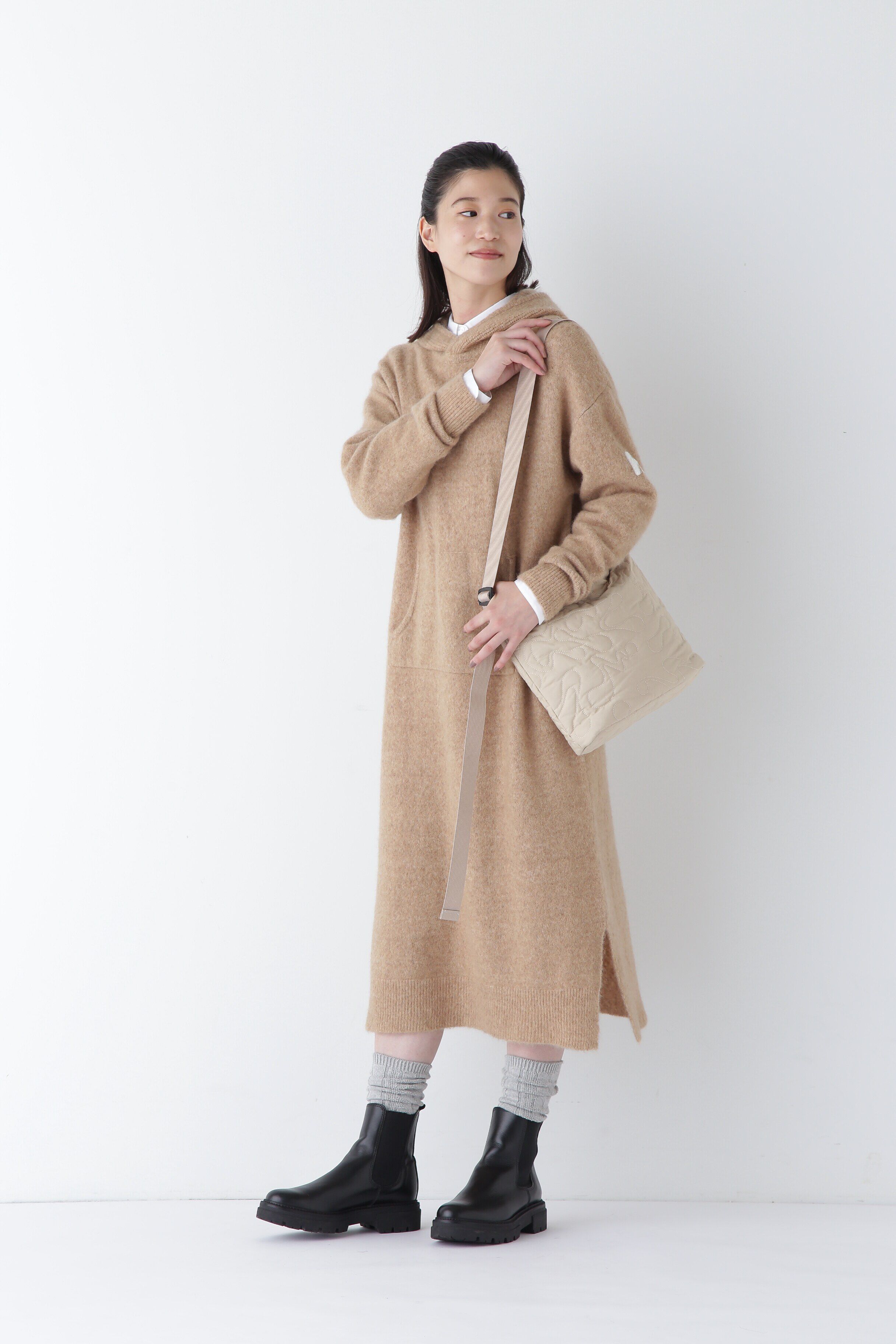  「◆モヘア混フーディーニットワンピース」|ワンピース|