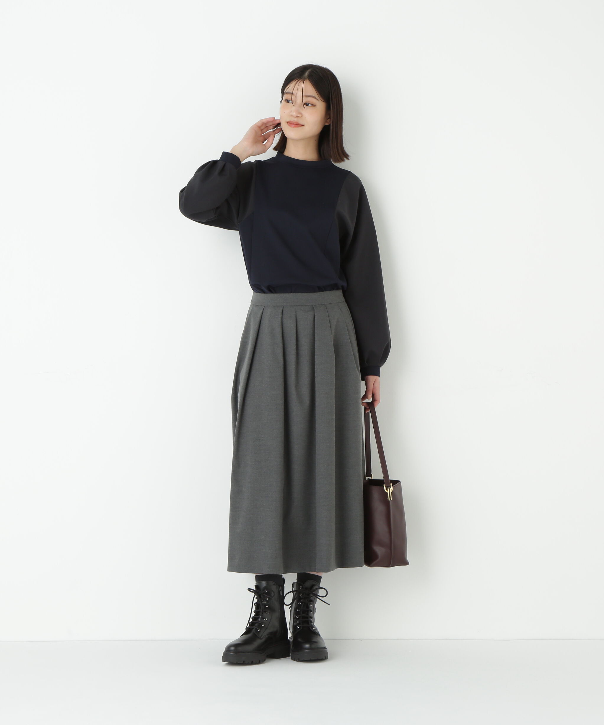  「◆ポンチ異素材ドッキングプルオーバー」|Tシャツ・カットソー|