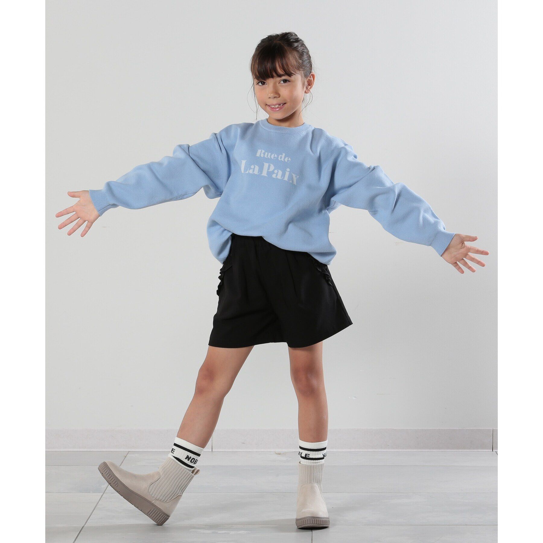 SHOO･LA･RUE「【110-140cm/男女兼用】スウェットライクロゴニット」|ニット・セーター|