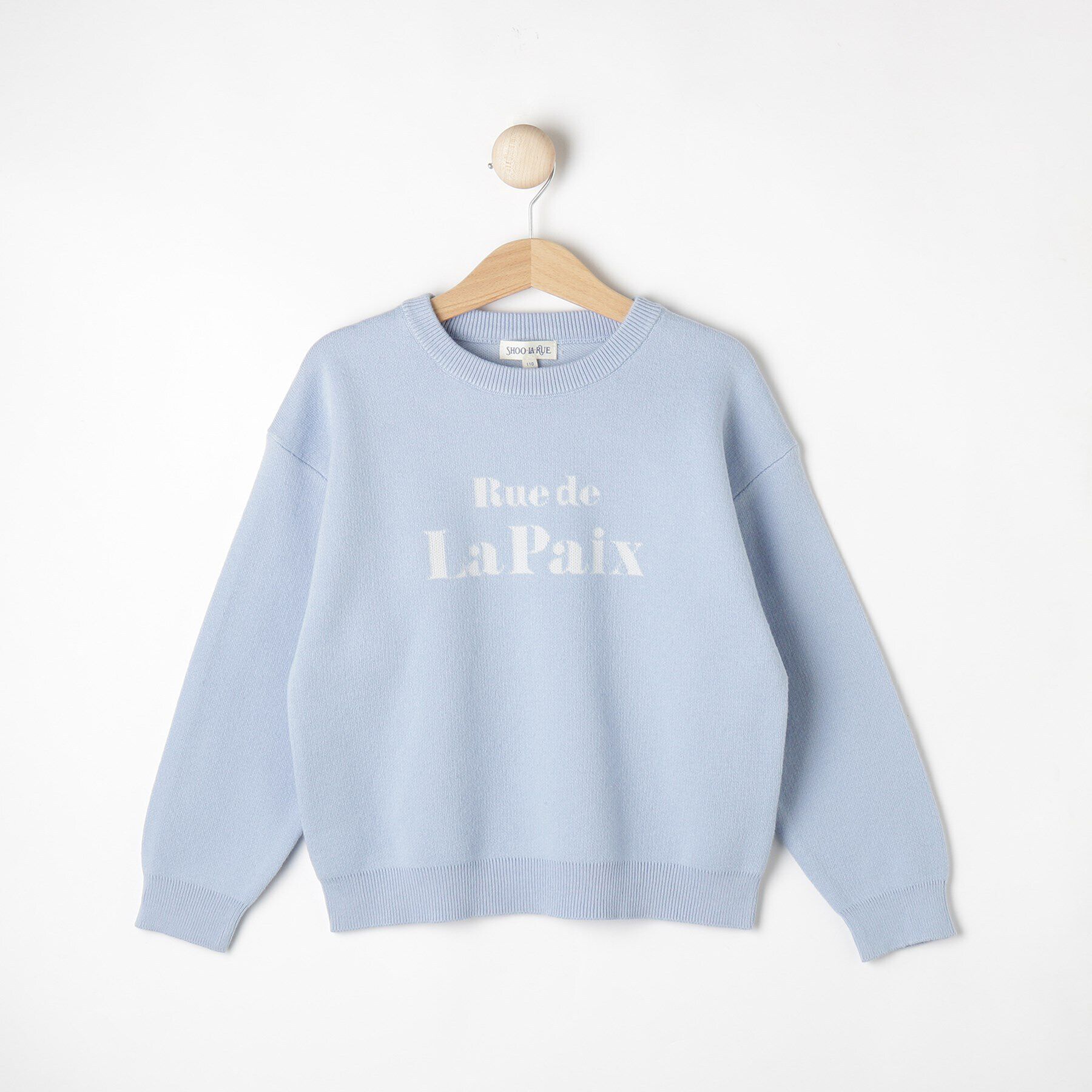 SHOO･LA･RUE「【110-140cm/男女兼用】スウェットライクロゴニット」|ニット・セーター|サックスブルー(09