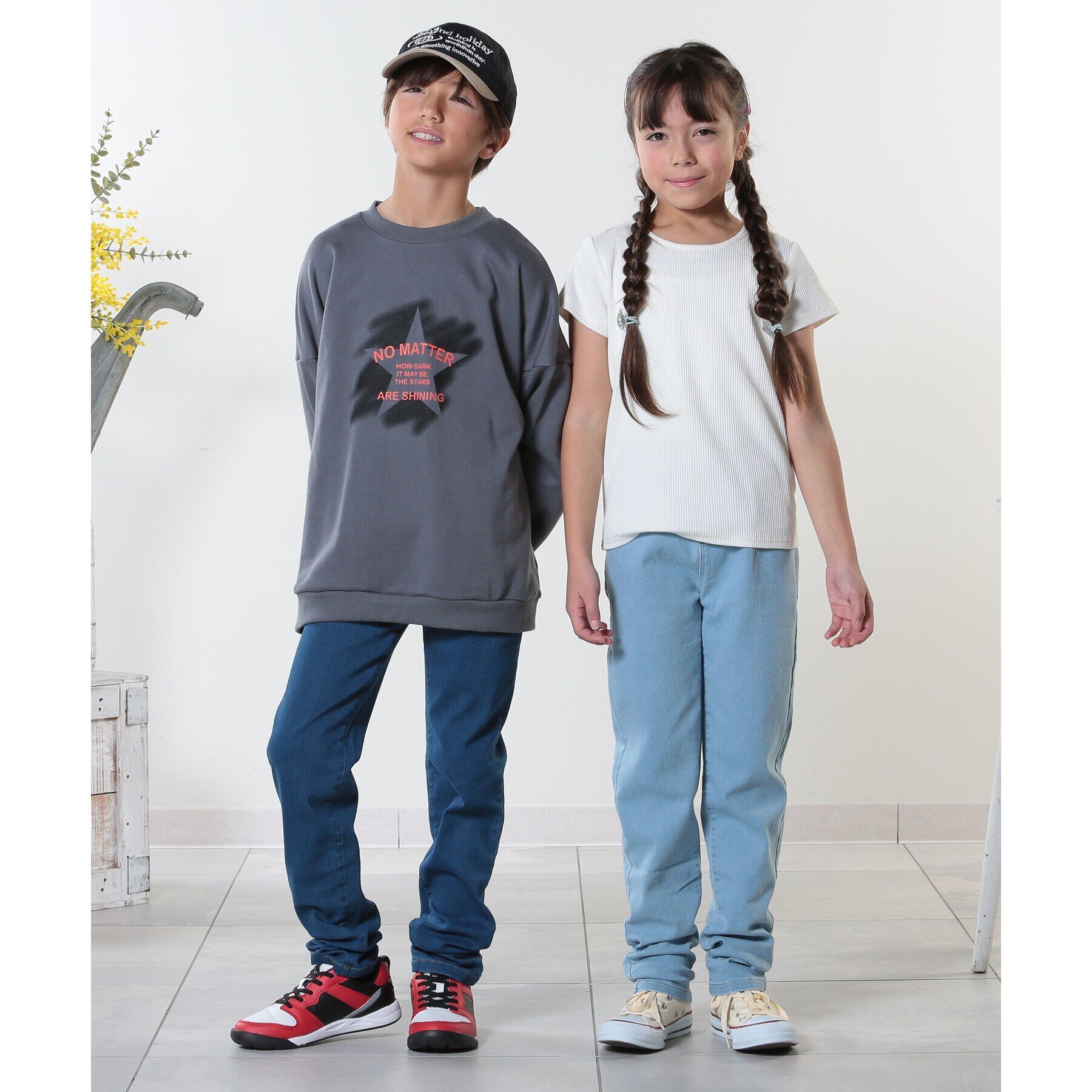 SHOO･LA･RUE「【100-150cm/洗える/男女兼用】ストレッチ デニムスキニーパンツ」|その他|