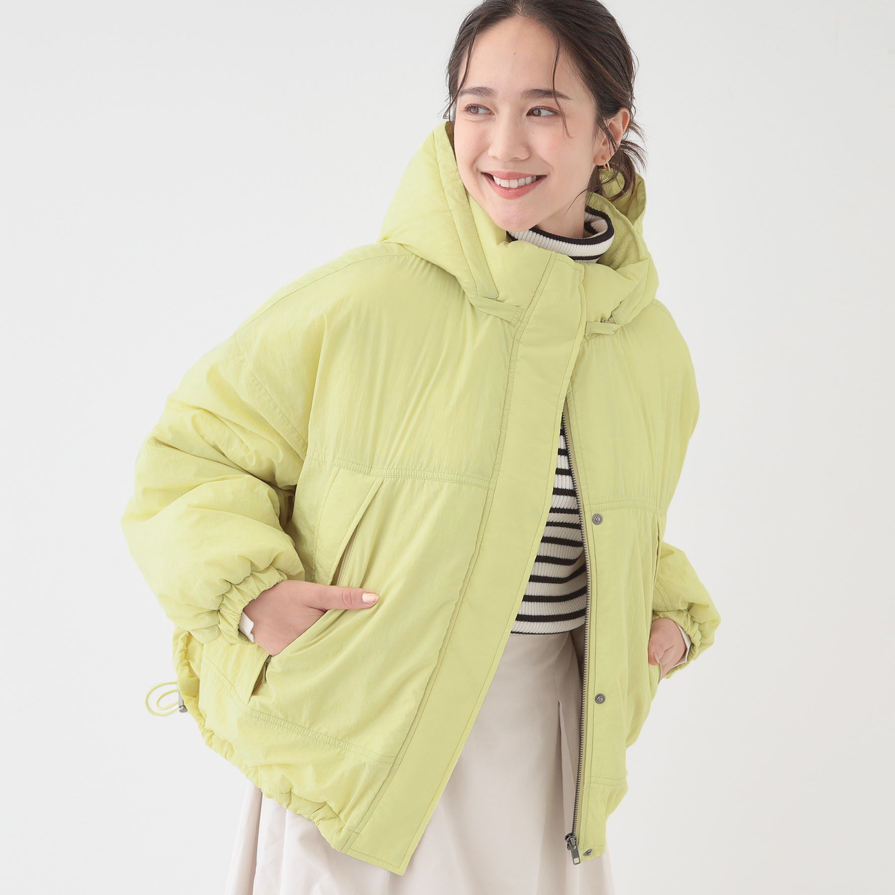 SHOO･LA･RUE「【撥水/あったか】たっぷり着られる 中綿モンスターショートコート」|ダウン|イエロー(031)