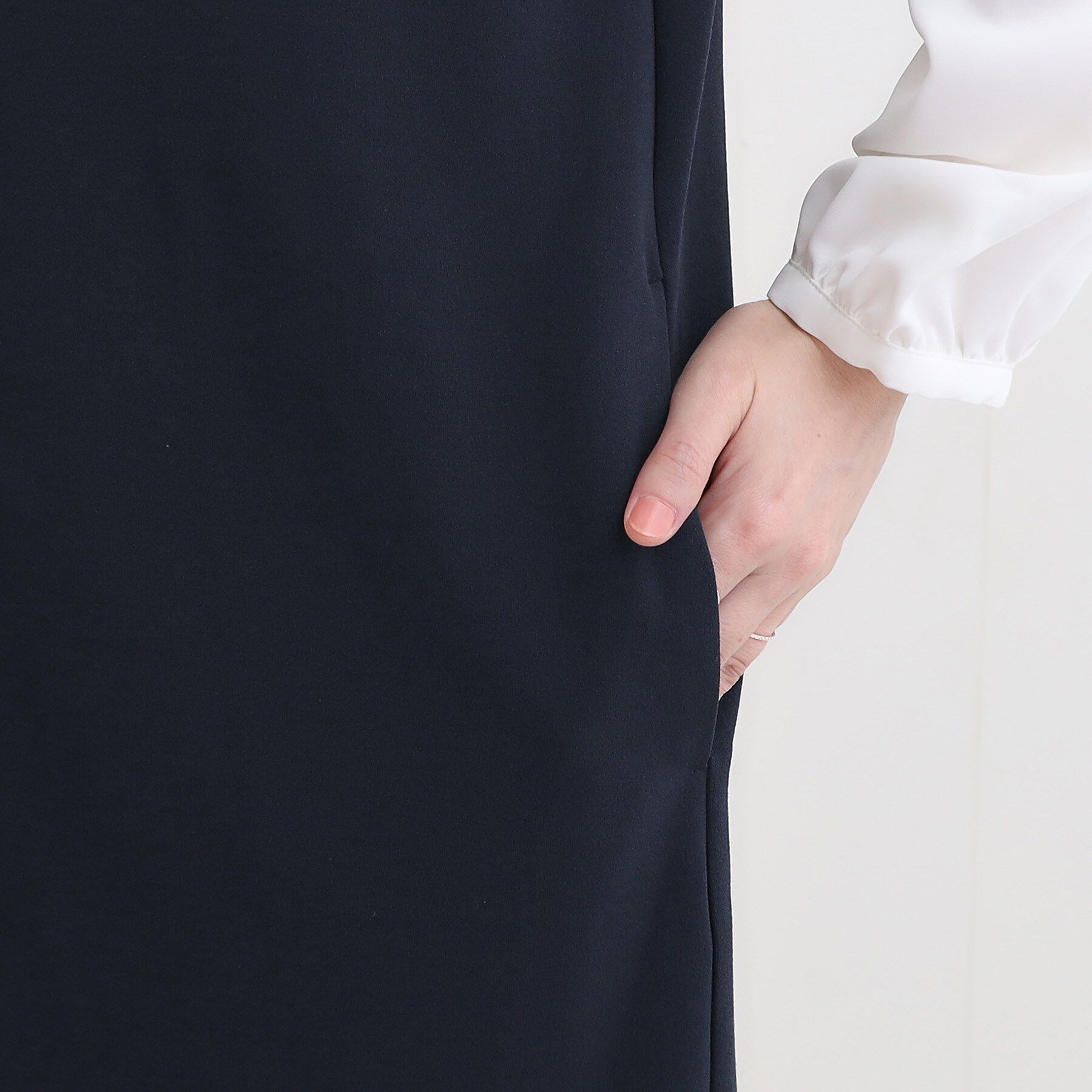 SHOO･LA･RUE「【洗濯機可/S-3L/イージーケア】きちんと楽に。カットジョーゼットロングジレ」|ベスト・ジレ|