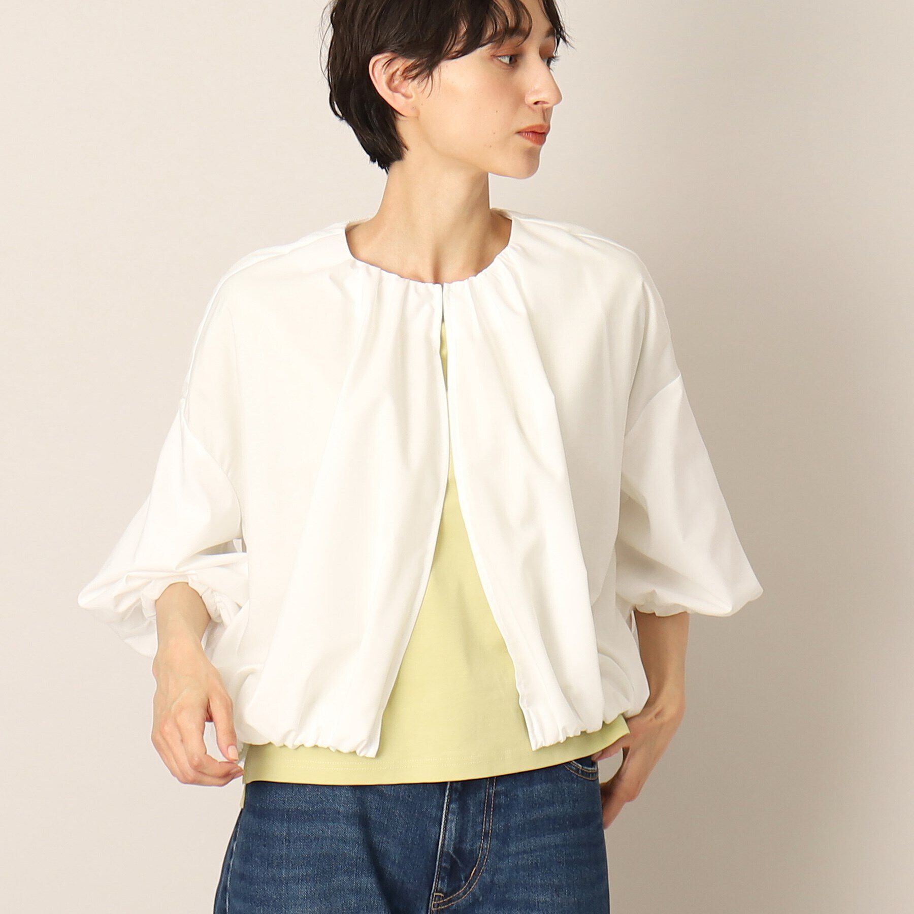 Dessin「【洗える】バルーンスリーブライトブルゾン」|カーディガン|ホワイト(002)