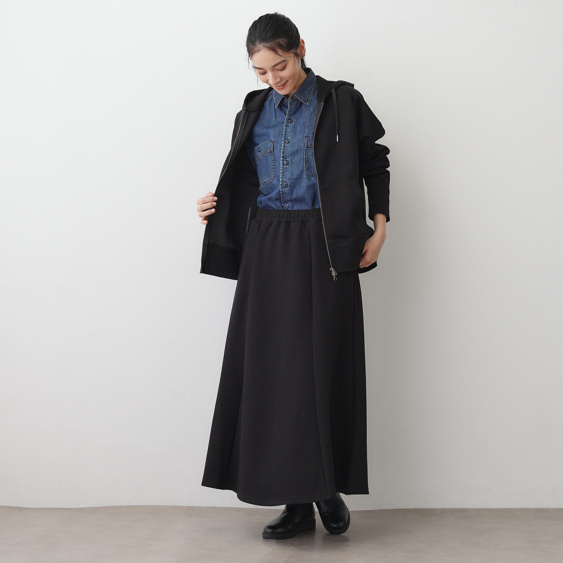 Dessin「【ウエストゴム/洗える】ダンボールコットンフレアスカート」|スカート|