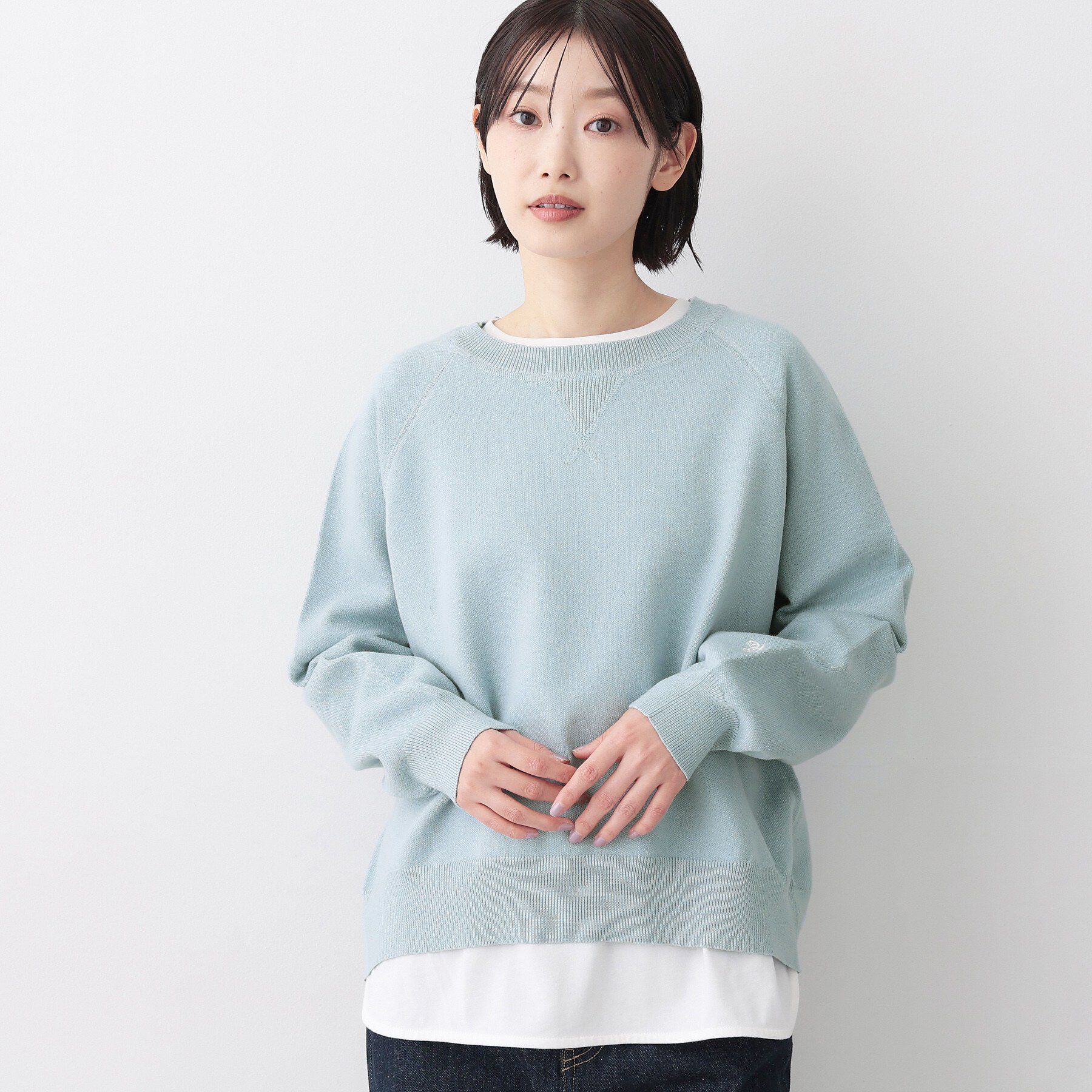 Dessin「【洗える】スウェットライクニット」|ニット・セーター|サックスブルー(09