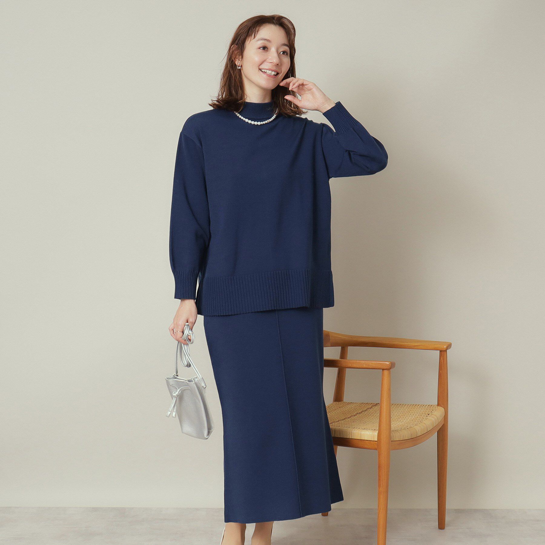 ITS&rsquo;DEMO「【通勤／手洗い可】ボトルネック&times;タイトスカートセットアップ」|スーツ|ネイビー(094)