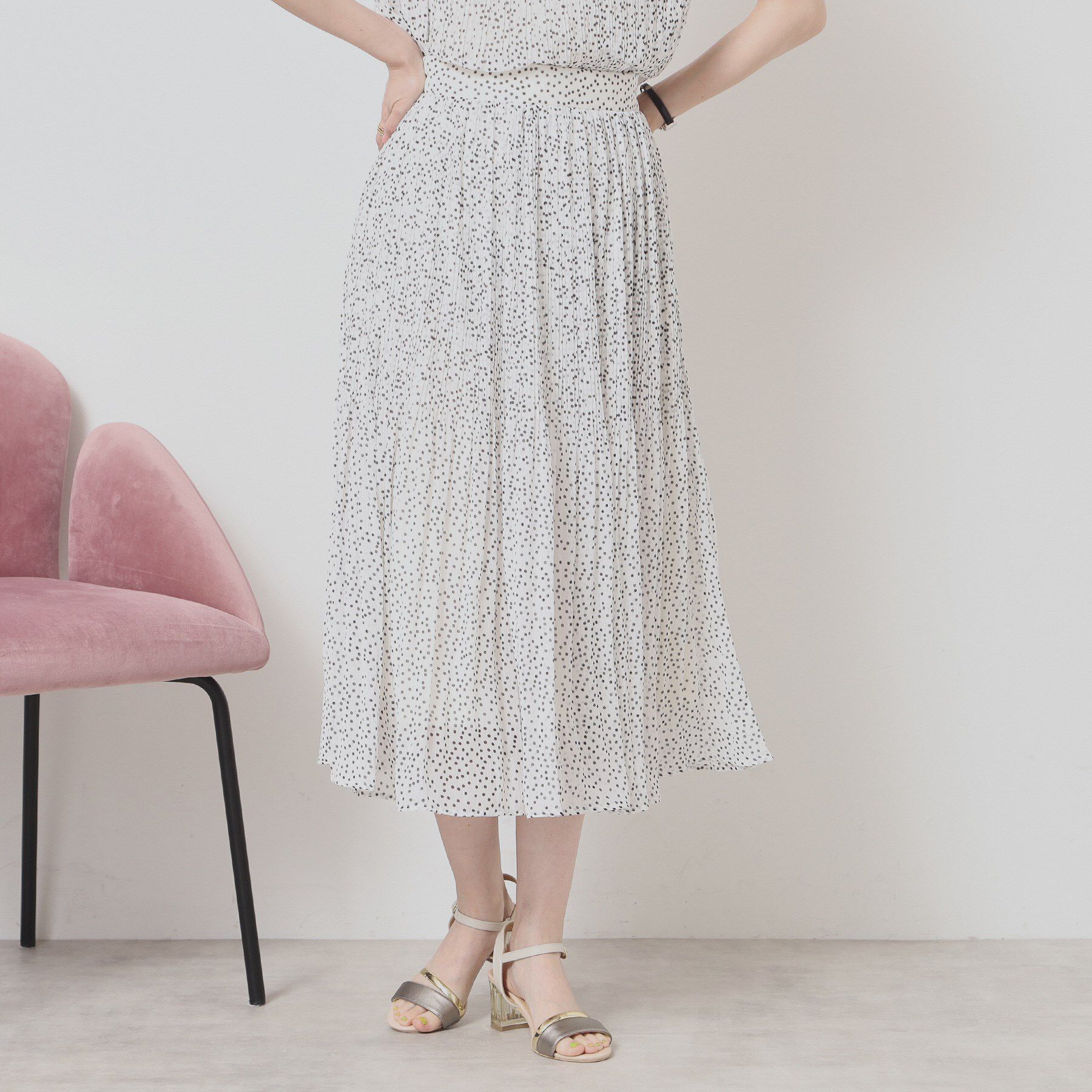 ITS&rsquo;DEMO「【手洗い可／ウエストゴム】楊柳プリーツスカート」|スカート|