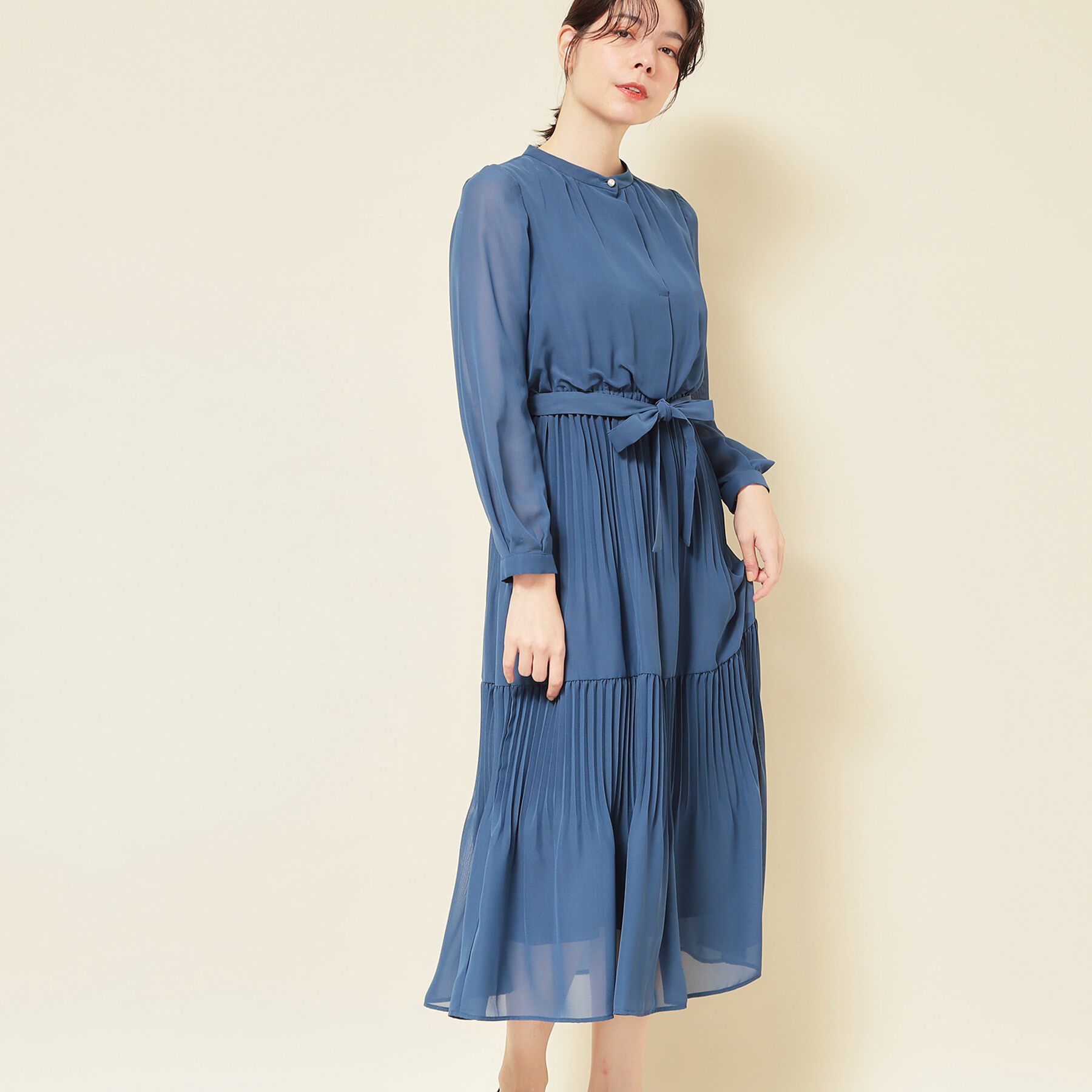 SunaUna「【S～Lサイズ／セレモニーにも】プリーツワンピース」|ワンピース|ブルー(092)