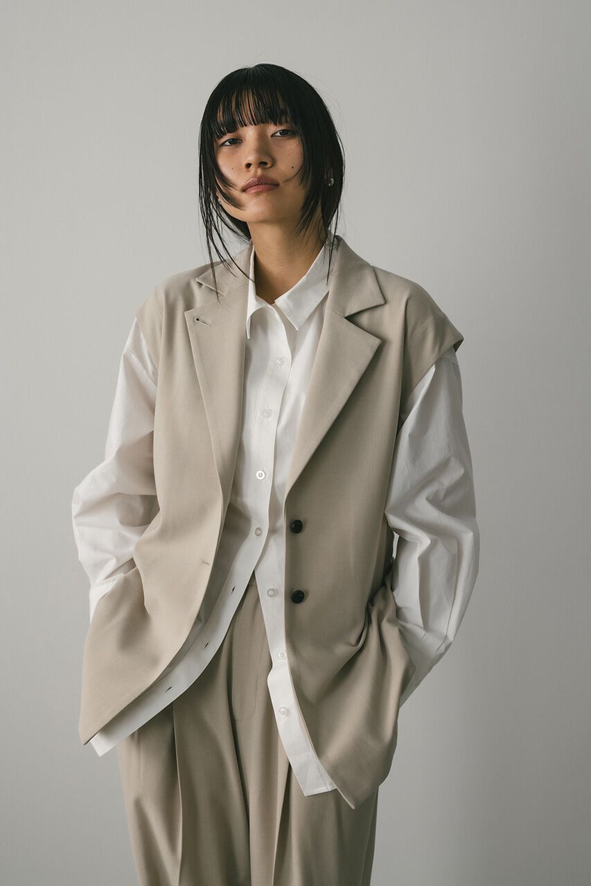 STYLEMIXER「ルーズテーラードベスト」|ダウンベスト・ベスト|BEG