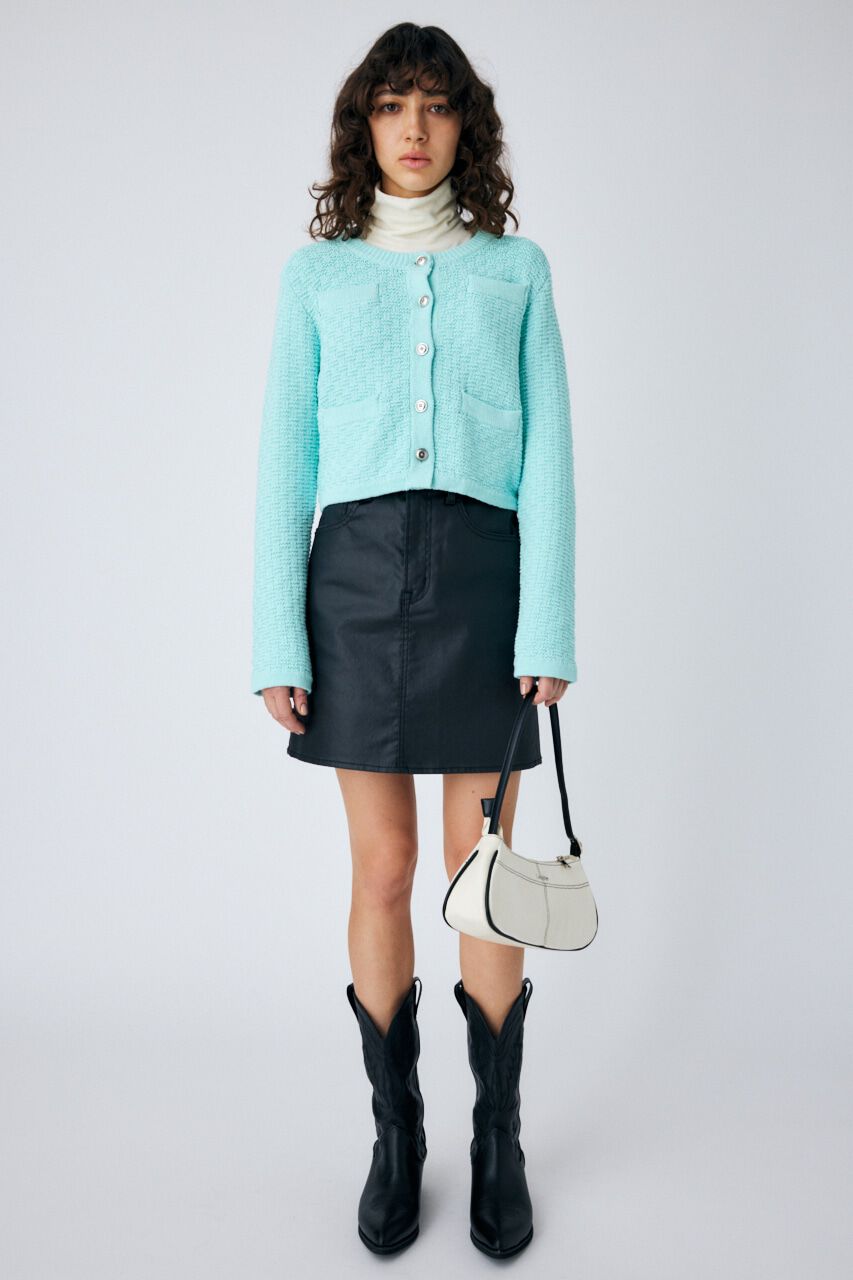 MOUSSY「BI COLOR KNIT カーディガン」|カーディガン|L/BLU1