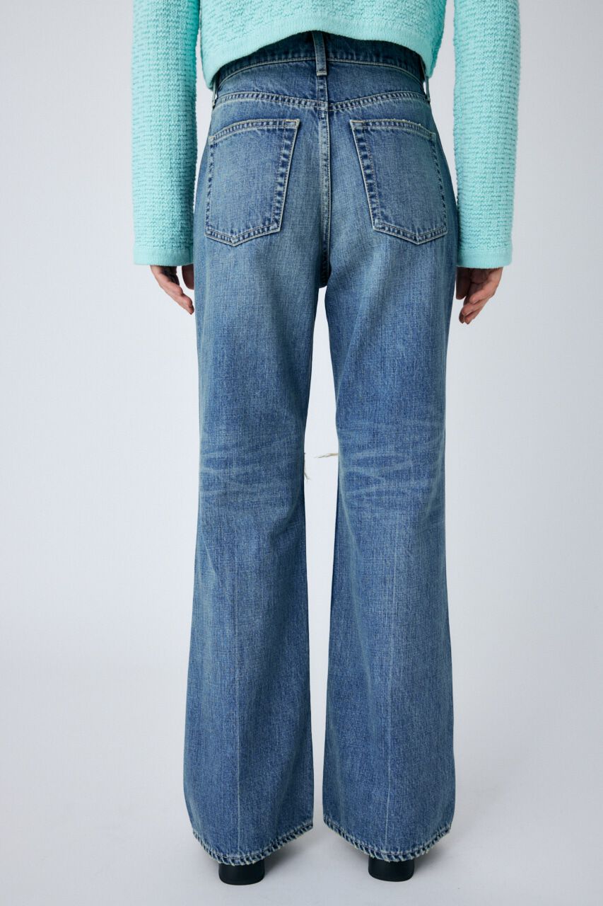 MOUSSY「DAMAGED LOOSE WIDE FLARE」|デニム|
