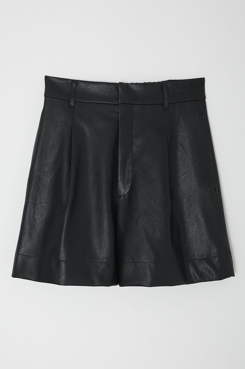 MOUSSY「F/LEATHER HW HALF パンツ」|その他|BLK
