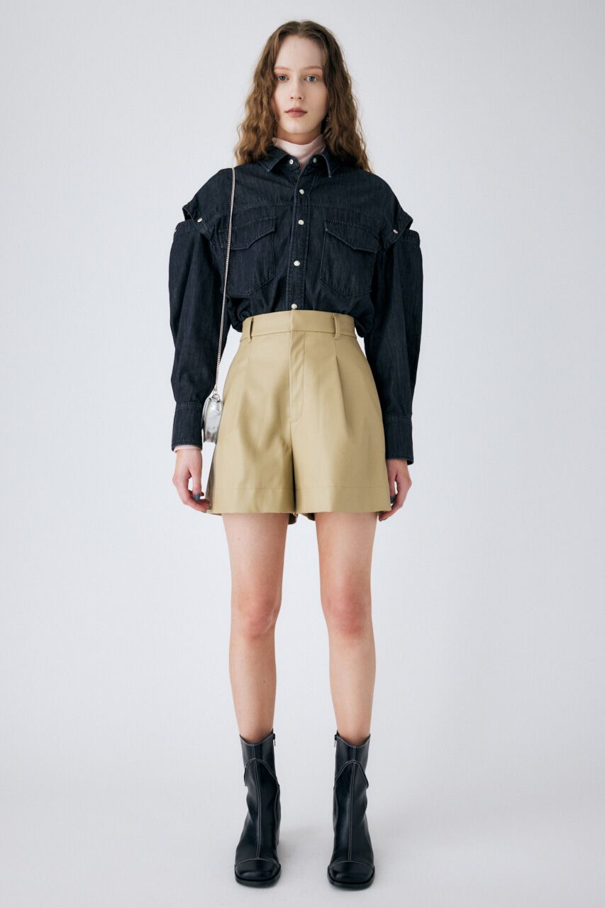 MOUSSY「F/LEATHER HW HALF パンツ」|その他|L/BEG1