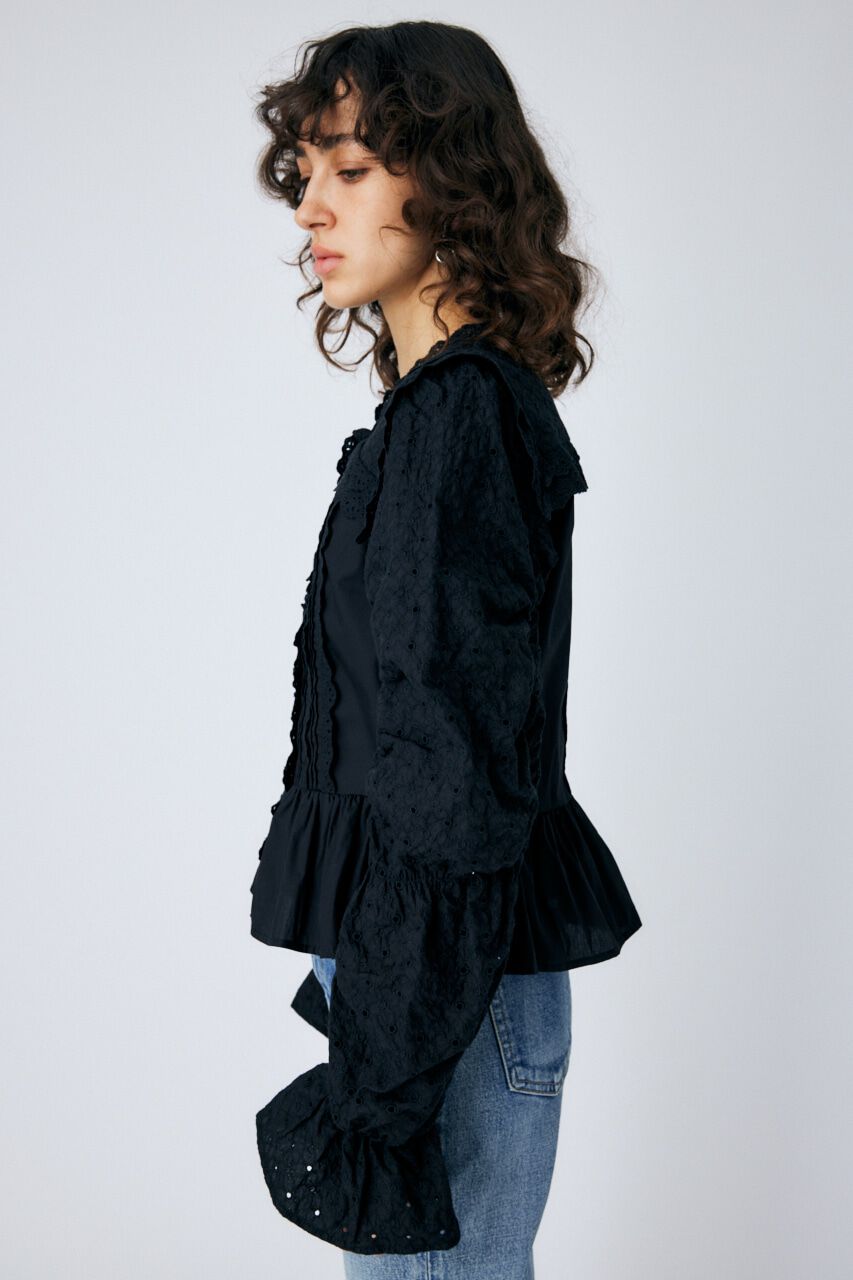 MOUSSY「LACE SHIRRING SLEEVE ブラウス」|シャツ・ブラウス|