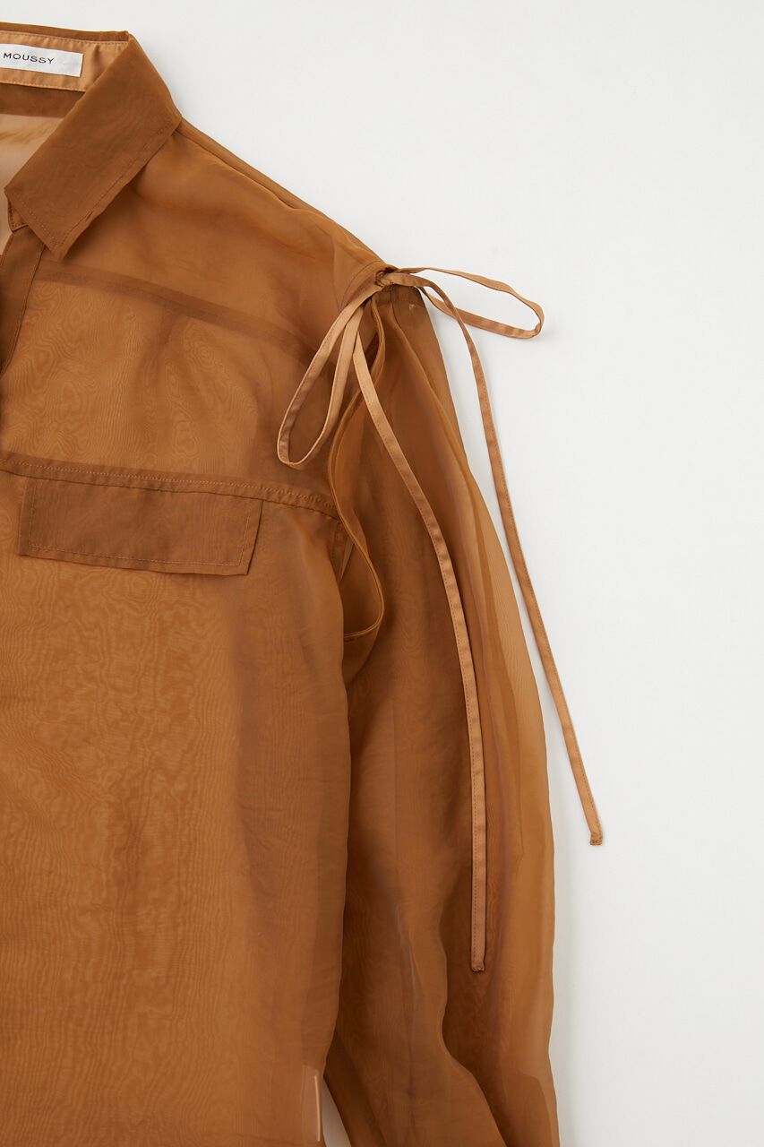 MOUSSY「TIED SLEEVE SEE-THROUGH シャツ」|シャツ・ブラウス|