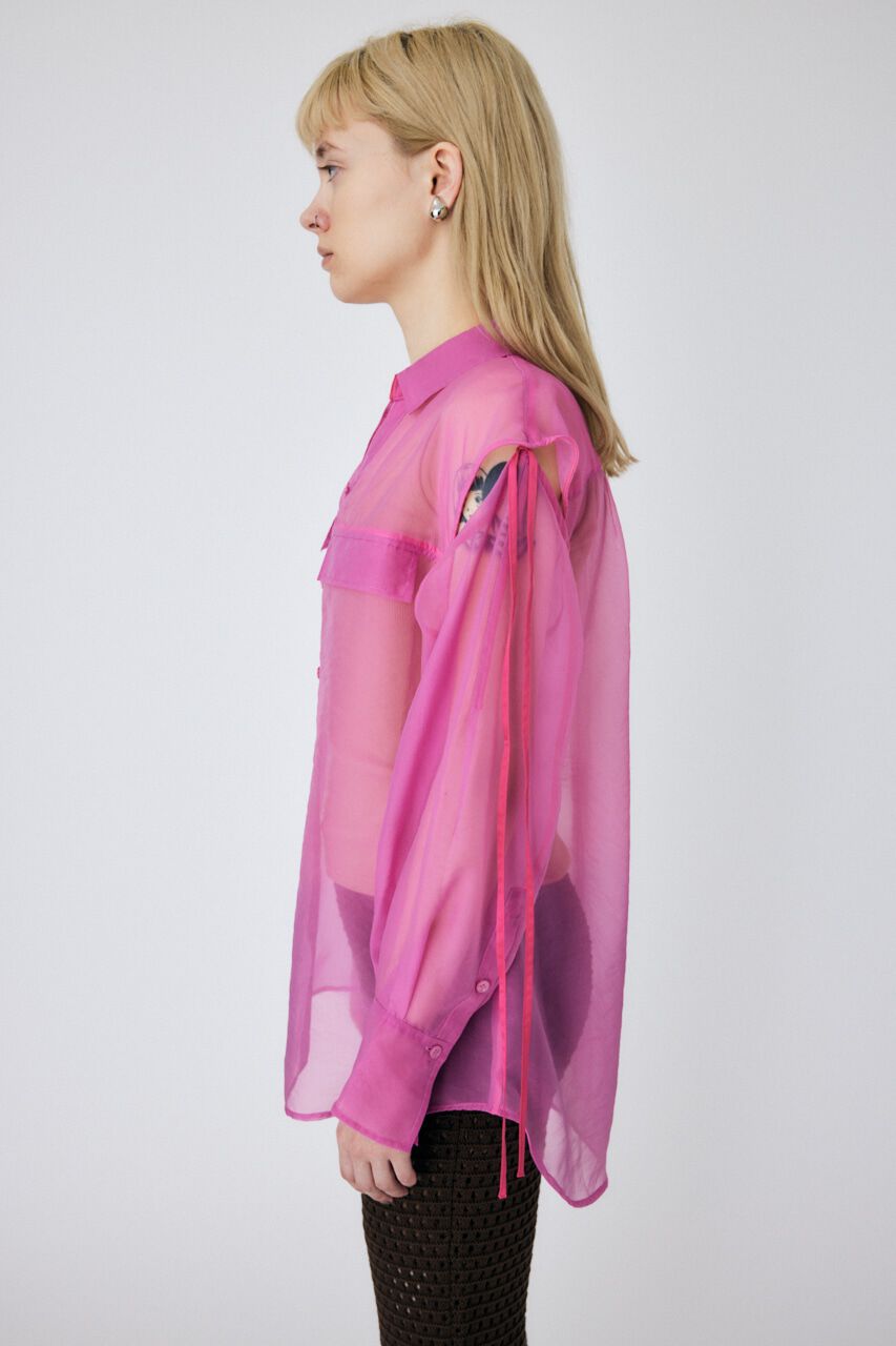 MOUSSY「TIED SLEEVE SEE-THROUGH シャツ」|シャツ・ブラウス|