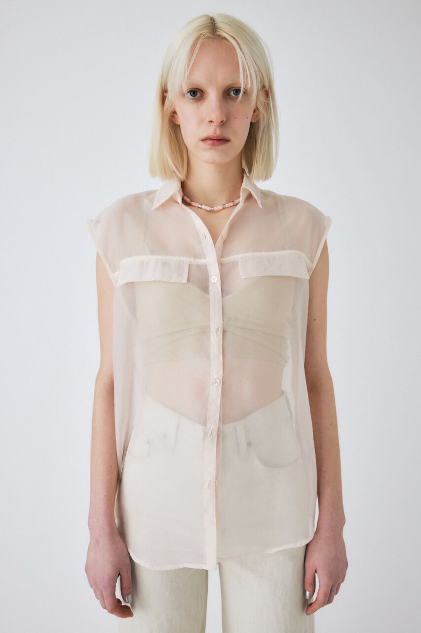 MOUSSY「TIED SLEEVE SEE-THROUGH シャツ」|シャツ・ブラウス|