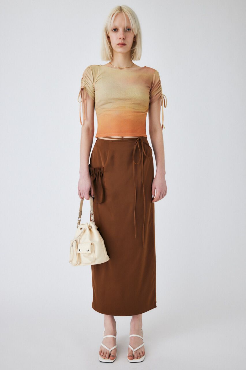 MOUSSY「WAIST TIE SATIN スカート」|スカート|BRN