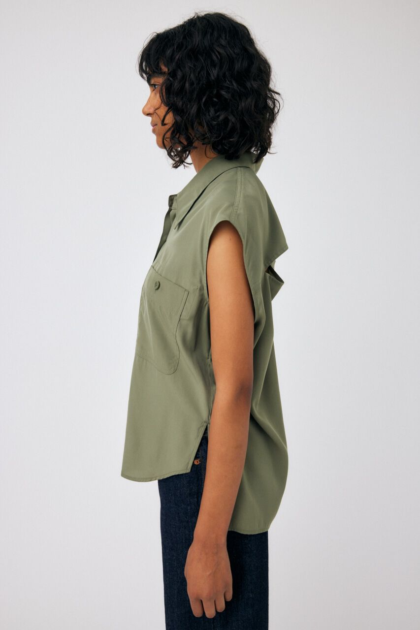 MOUSSY「BACK OPEN SHIRT ベスト」|ダウンベスト・ベスト|