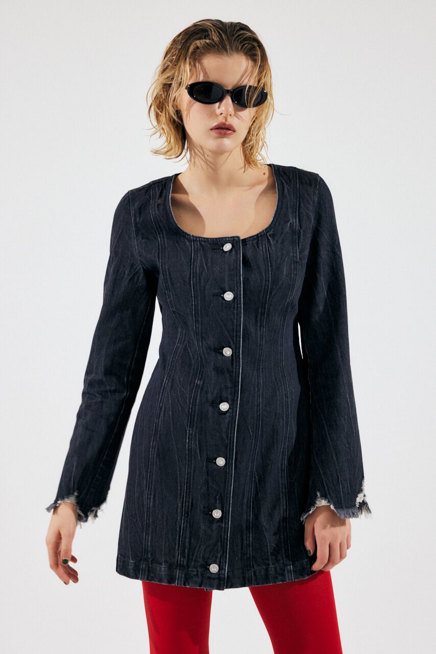 MOUSSY「SCOOP NECK DENIM ミニドレス」|ワンピース|