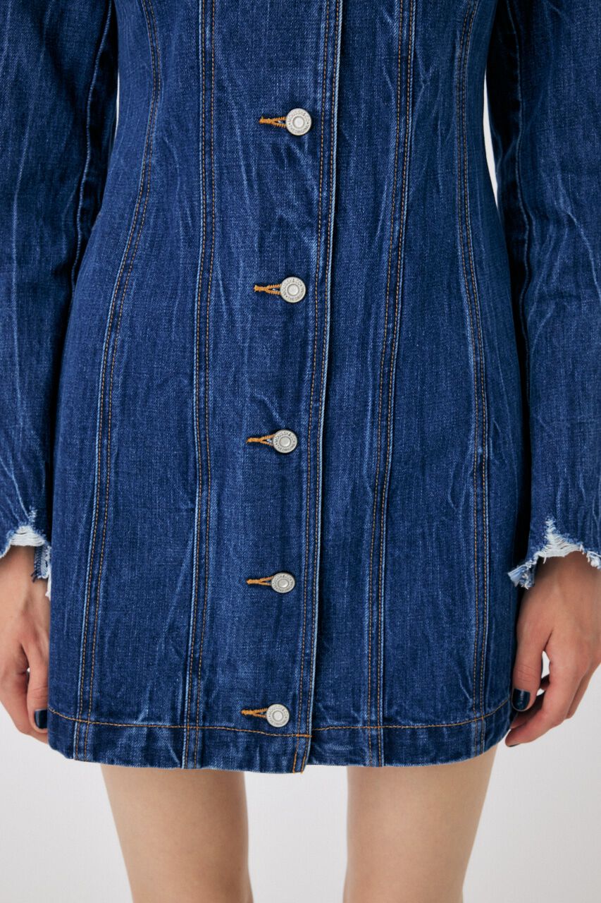 MOUSSY「SCOOP NECK DENIM ミニドレス」|ワンピース|