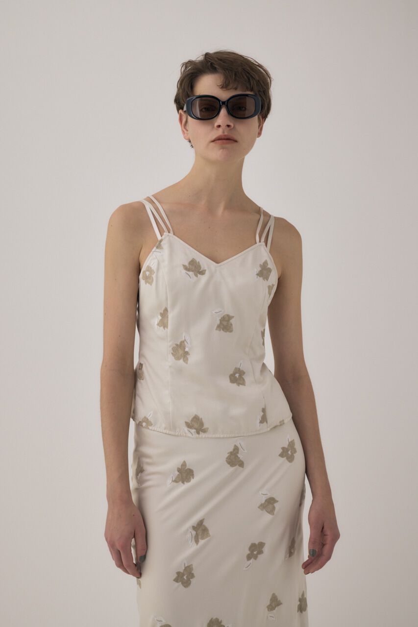 MOUSSY「リサイクルポリエステルサテン生地刺繍サテンキャミ」|キャミソール|