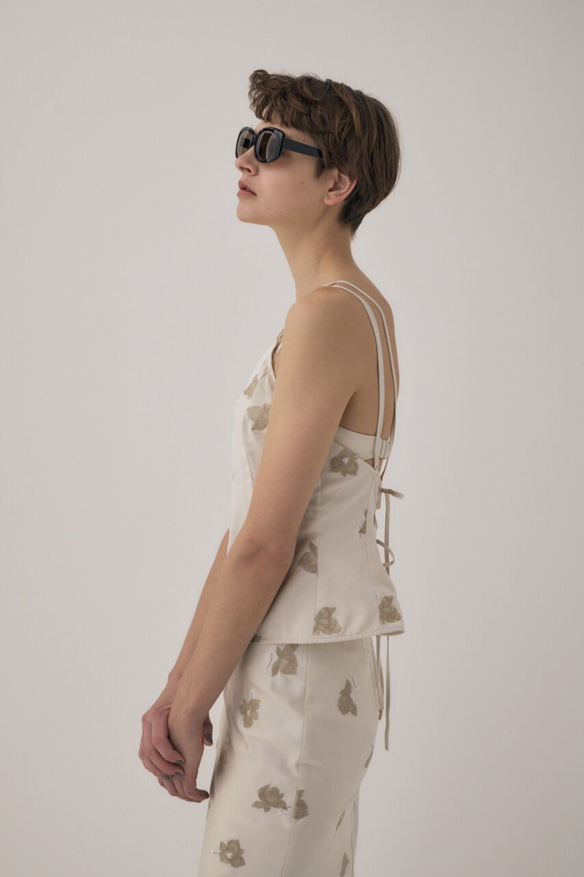 MOUSSY「リサイクルポリエステルサテン生地刺繍サテンキャミ」|キャミソール|