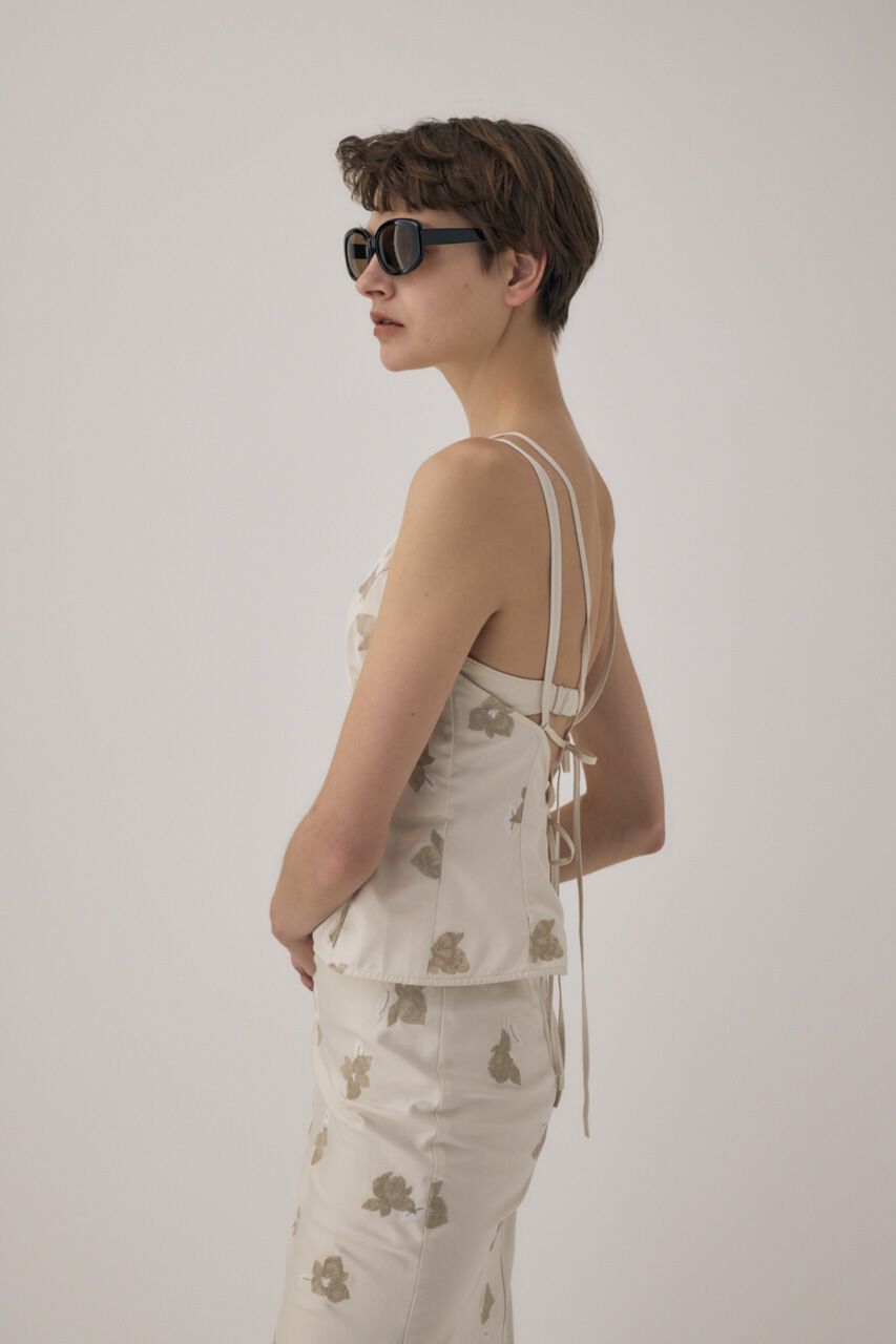 MOUSSY「リサイクルポリエステルサテン生地刺繍サテンキャミ」|キャミソール|