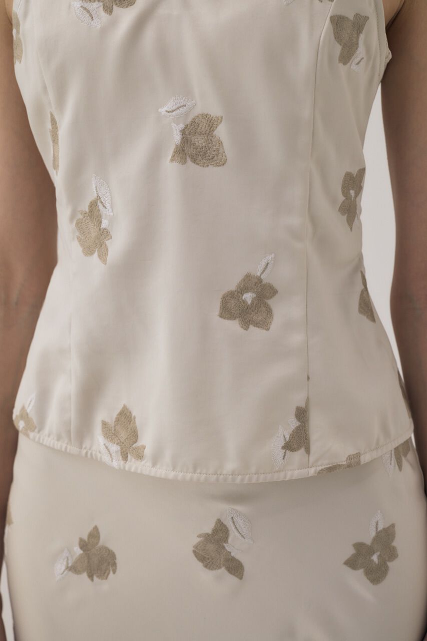 MOUSSY「リサイクルポリエステルサテン生地刺繍サテンキャミ」|キャミソール|