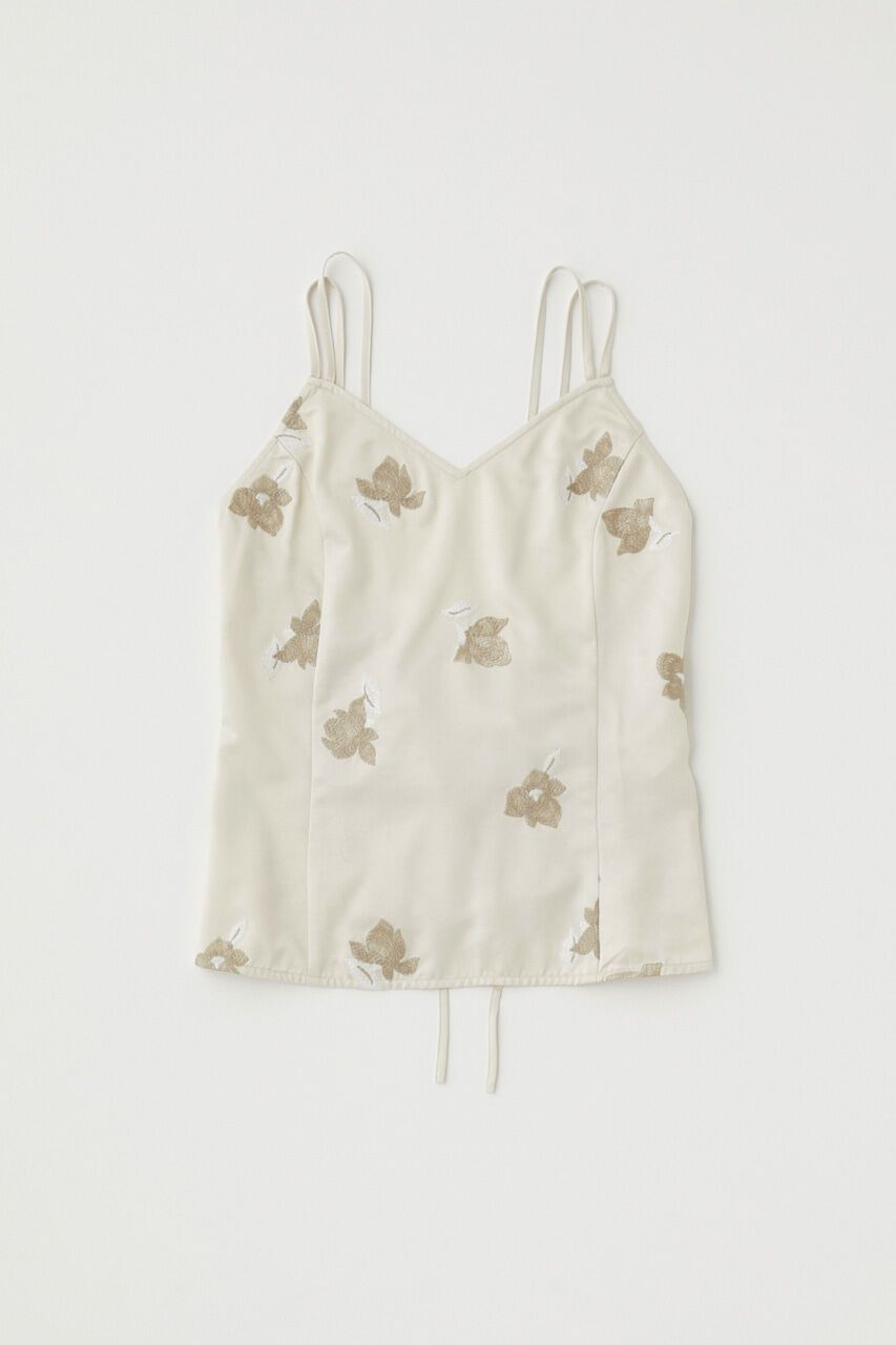 MOUSSY「リサイクルポリエステルサテン生地刺繍サテンキャミ」|キャミソール|