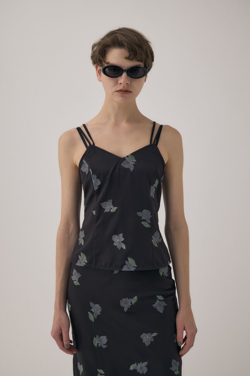 MOUSSY「リサイクルポリエステルサテン生地刺繍サテンキャミ」|キャミソール|