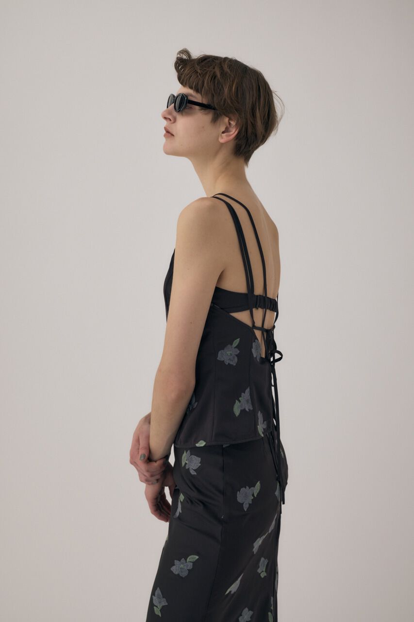 MOUSSY「リサイクルポリエステルサテン生地刺繍サテンキャミ」|キャミソール|