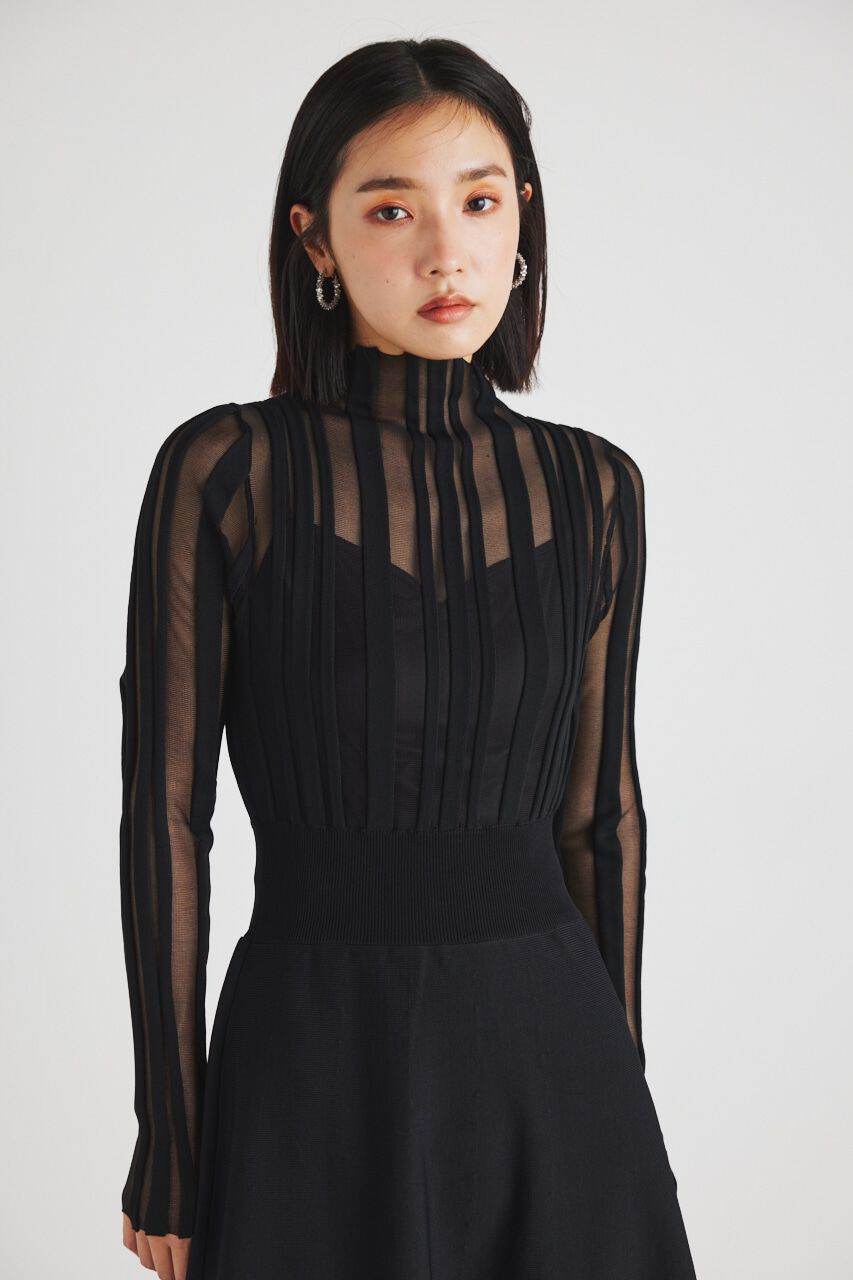 rienda「ランダムシアーRIBフレアKnit OP」|ワンピース|