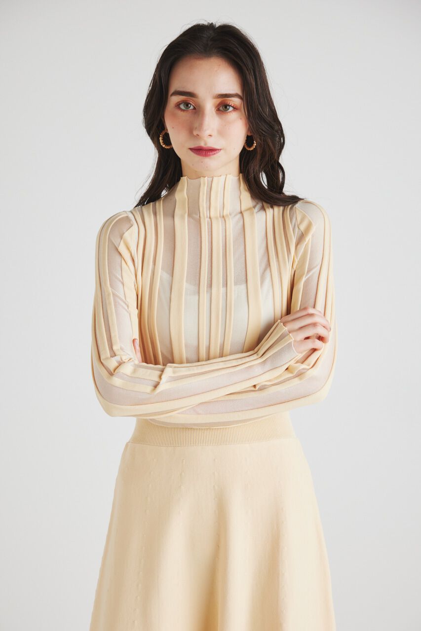 rienda「ランダムシアーRIBフレアKnit OP」|ワンピース|