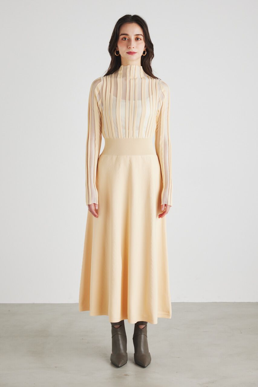 rienda「ランダムシアーRIBフレアKnit OP」|ワンピース|