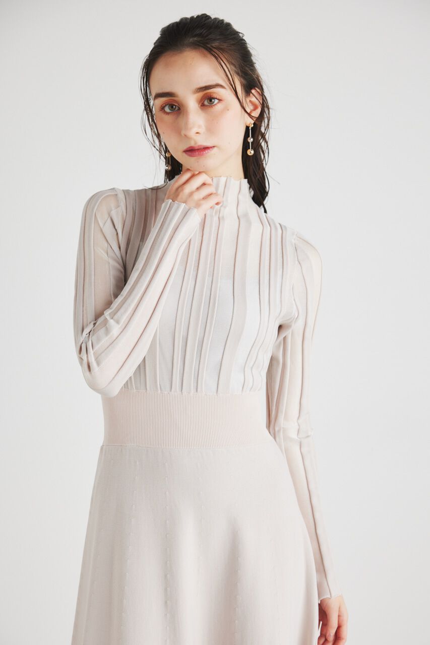 rienda「ランダムシアーRIBフレアKnit OP」|ワンピース|