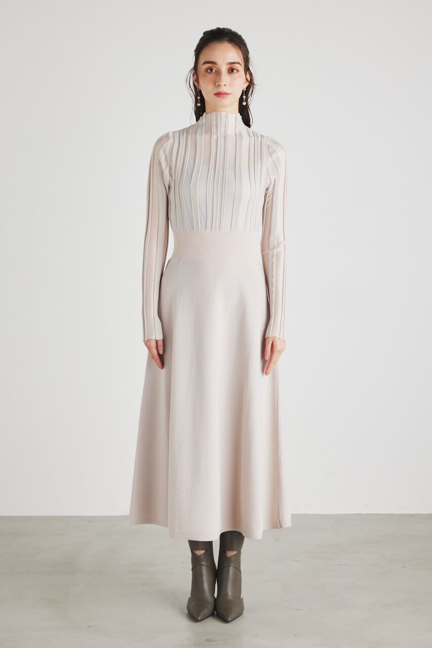 rienda「ランダムシアーRIBフレアKnit OP」|ワンピース|