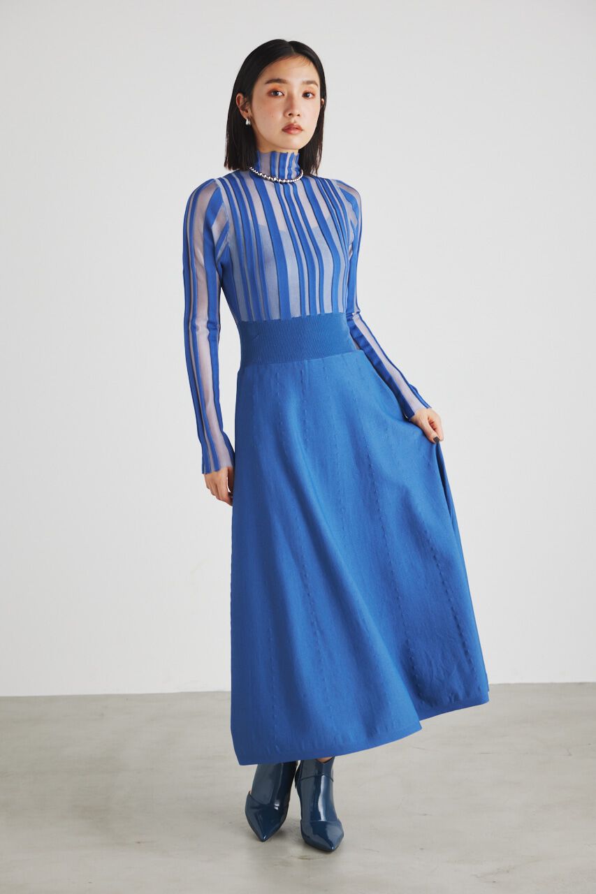 rienda「ランダムシアーRIBフレアKnit OP」|ワンピース|