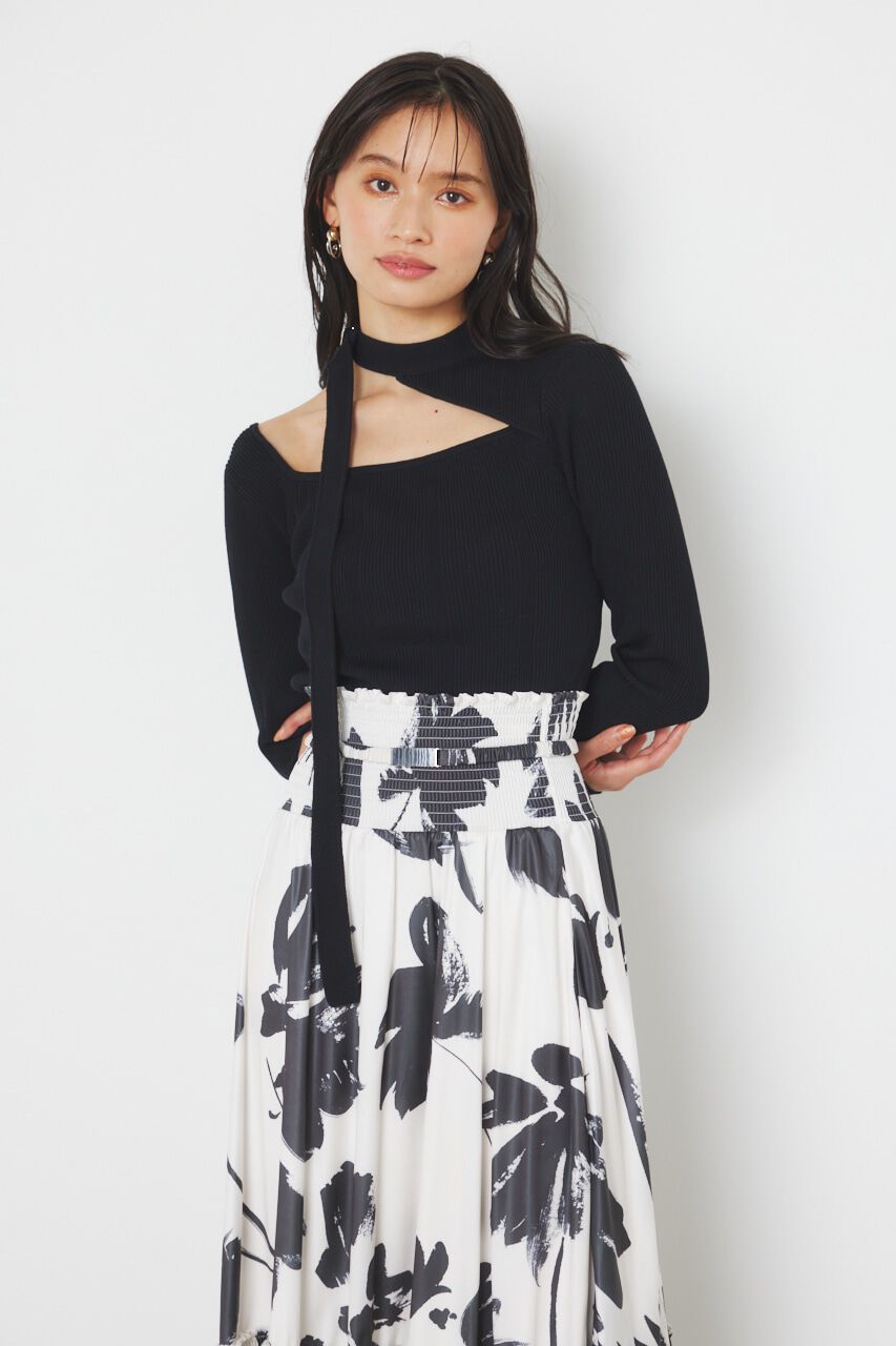 rienda「チョーカーデザインKnit TOP」|ニット・セーター|BLK