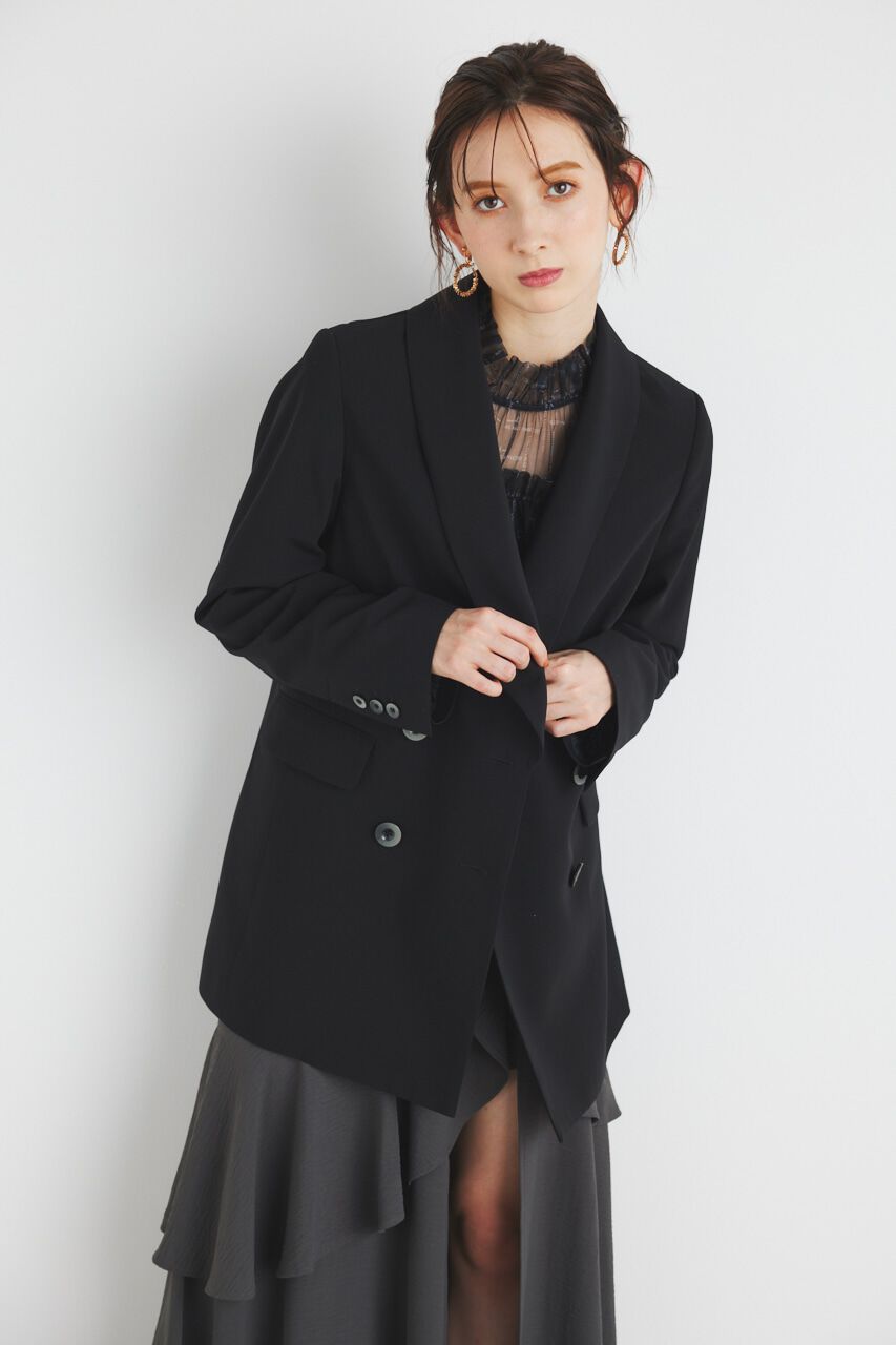 rienda「ダブルボタンショールカラーテーラードJK」|その他|BLK
