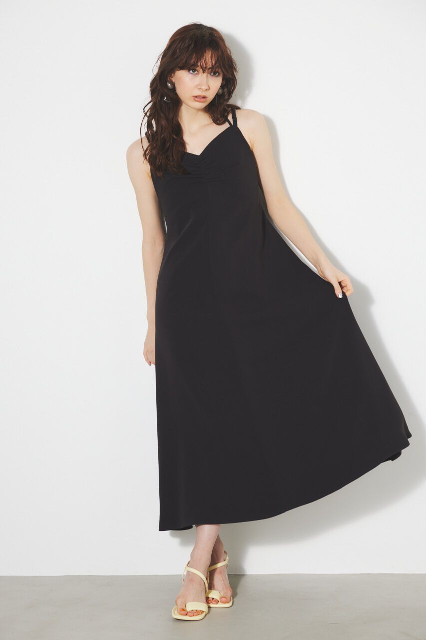 rienda「ギャザーストリングキャミOP」|ワンピース|BLK