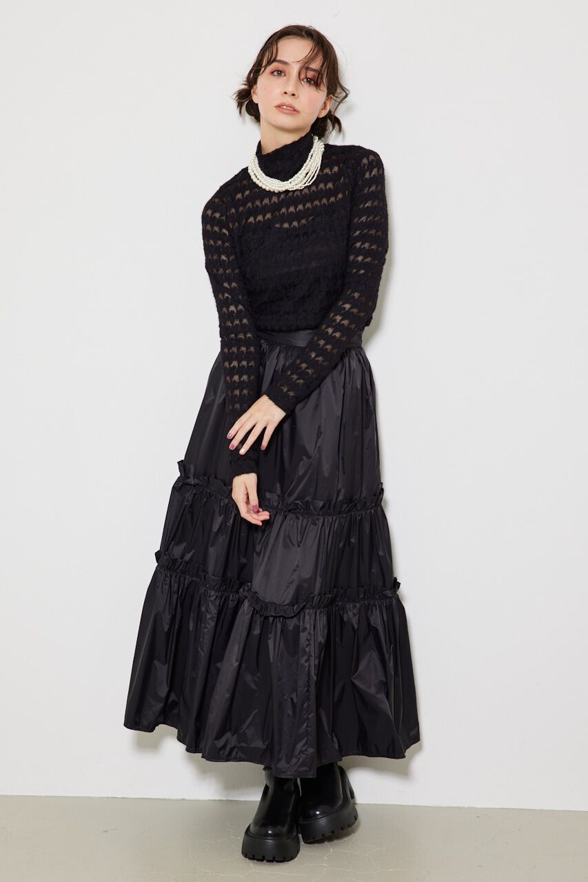 rienda「シャイニーティアードJ/W SK」|スカート|BLK