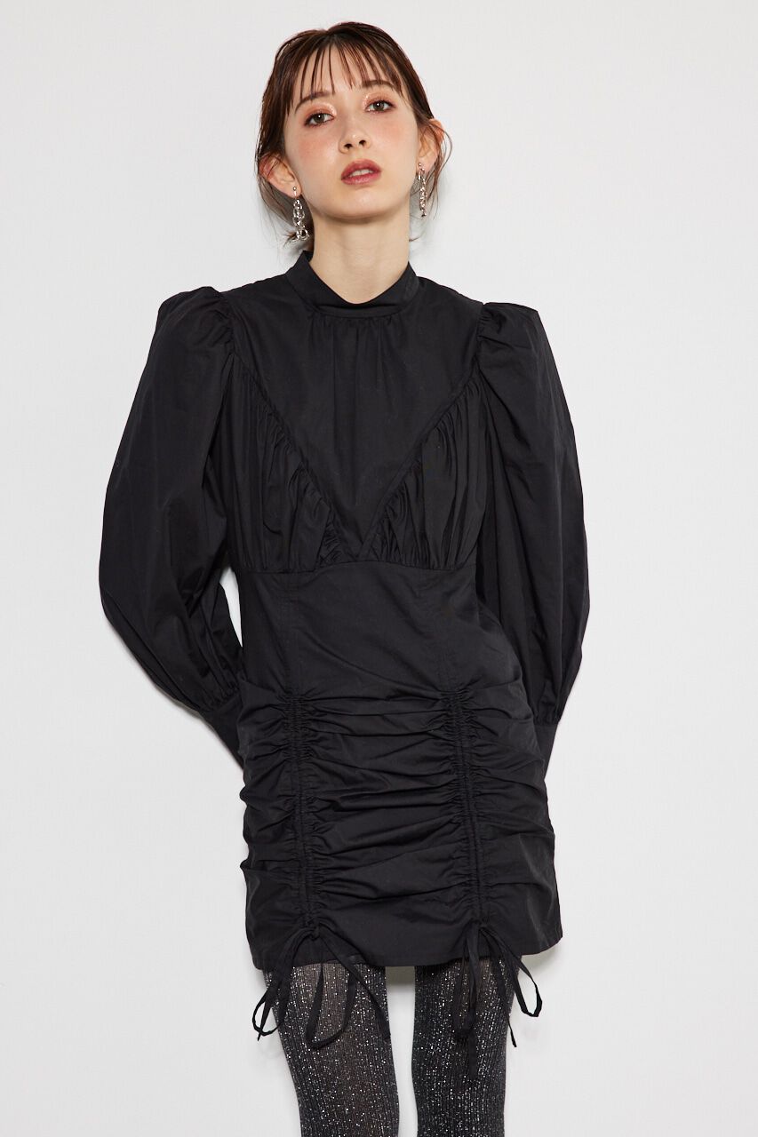 rienda「ビスチェデザインドローストリングmini OP」|ワンピース|BLK