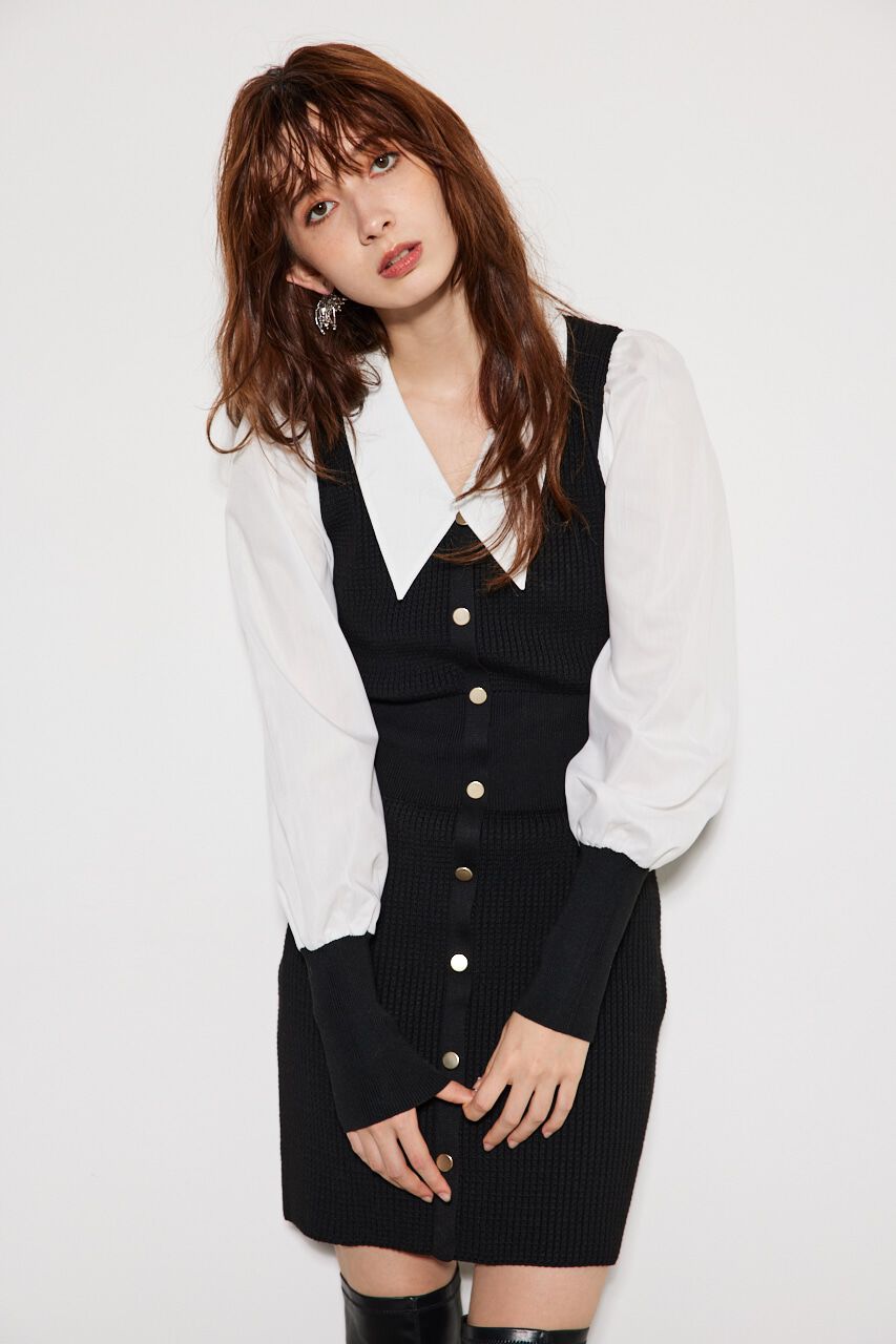 rienda「シャツコンビKnit mini OP」|ワンピース|