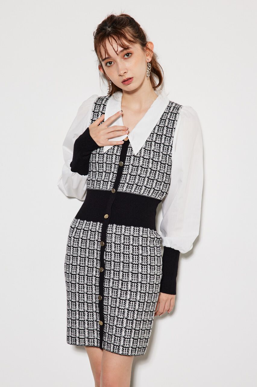 rienda「シャツコンビKnit mini OP」|ワンピース|