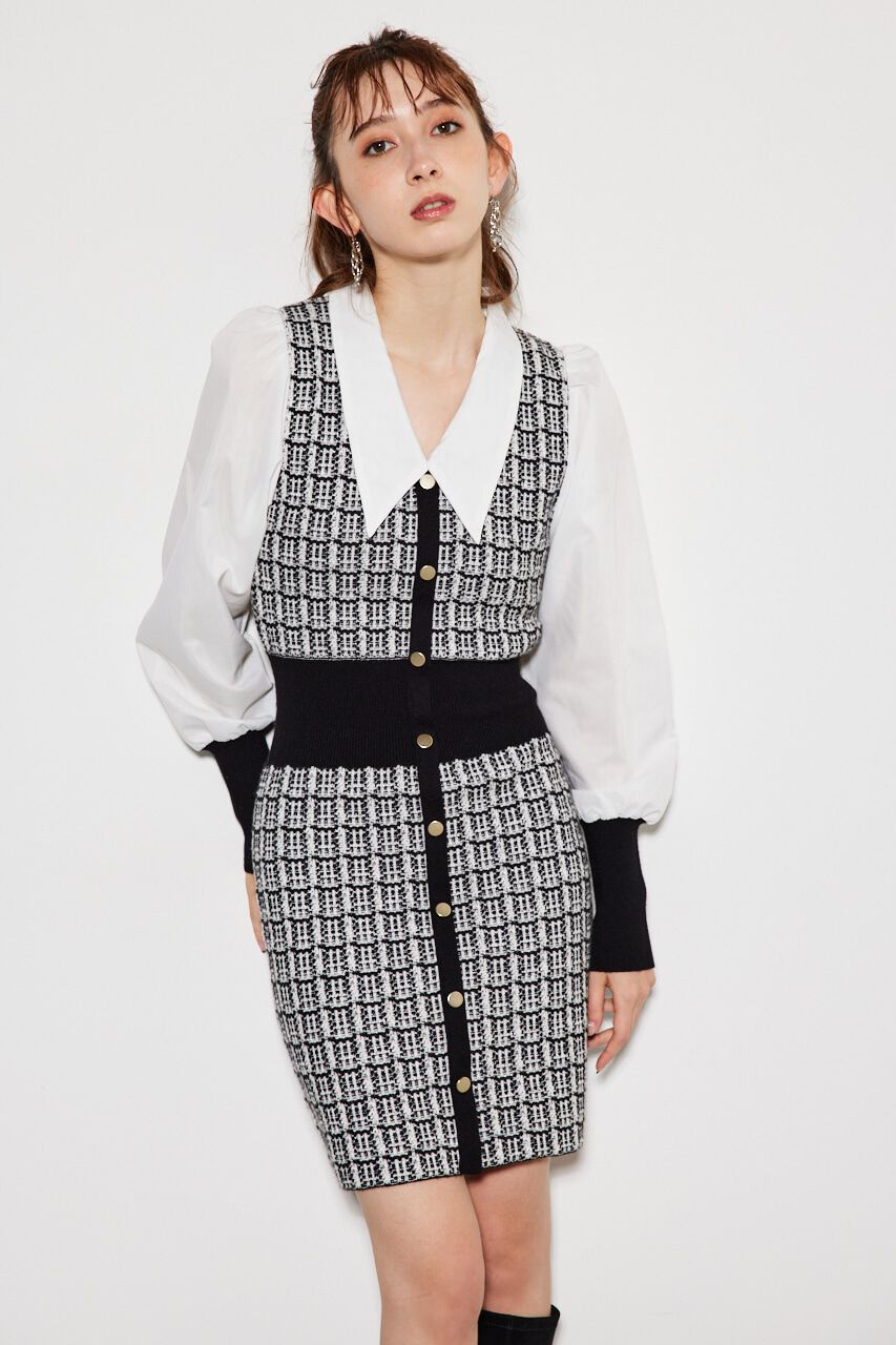 rienda「シャツコンビKnit mini OP」|ワンピース|