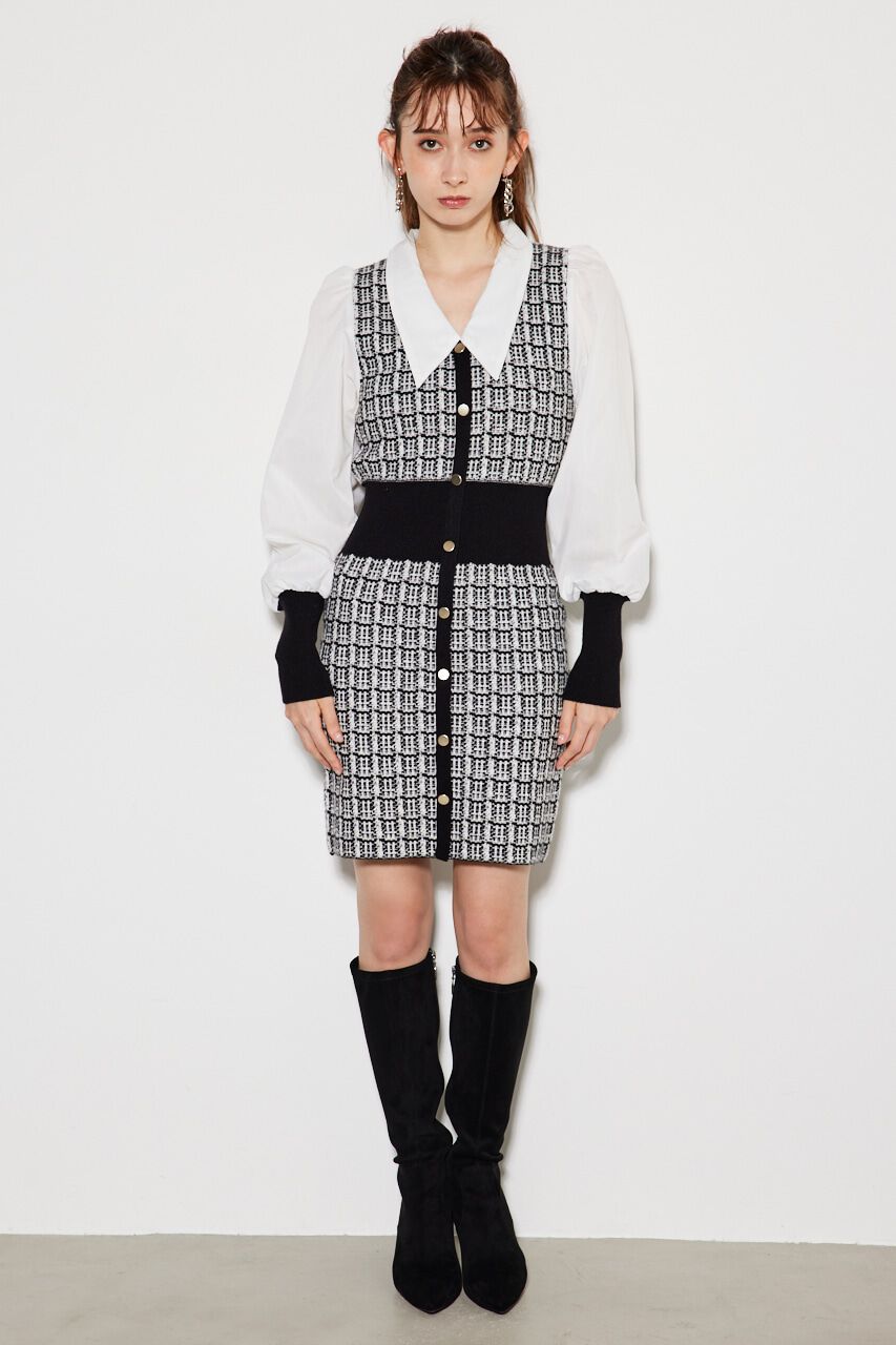 rienda「シャツコンビKnit mini OP」|ワンピース|